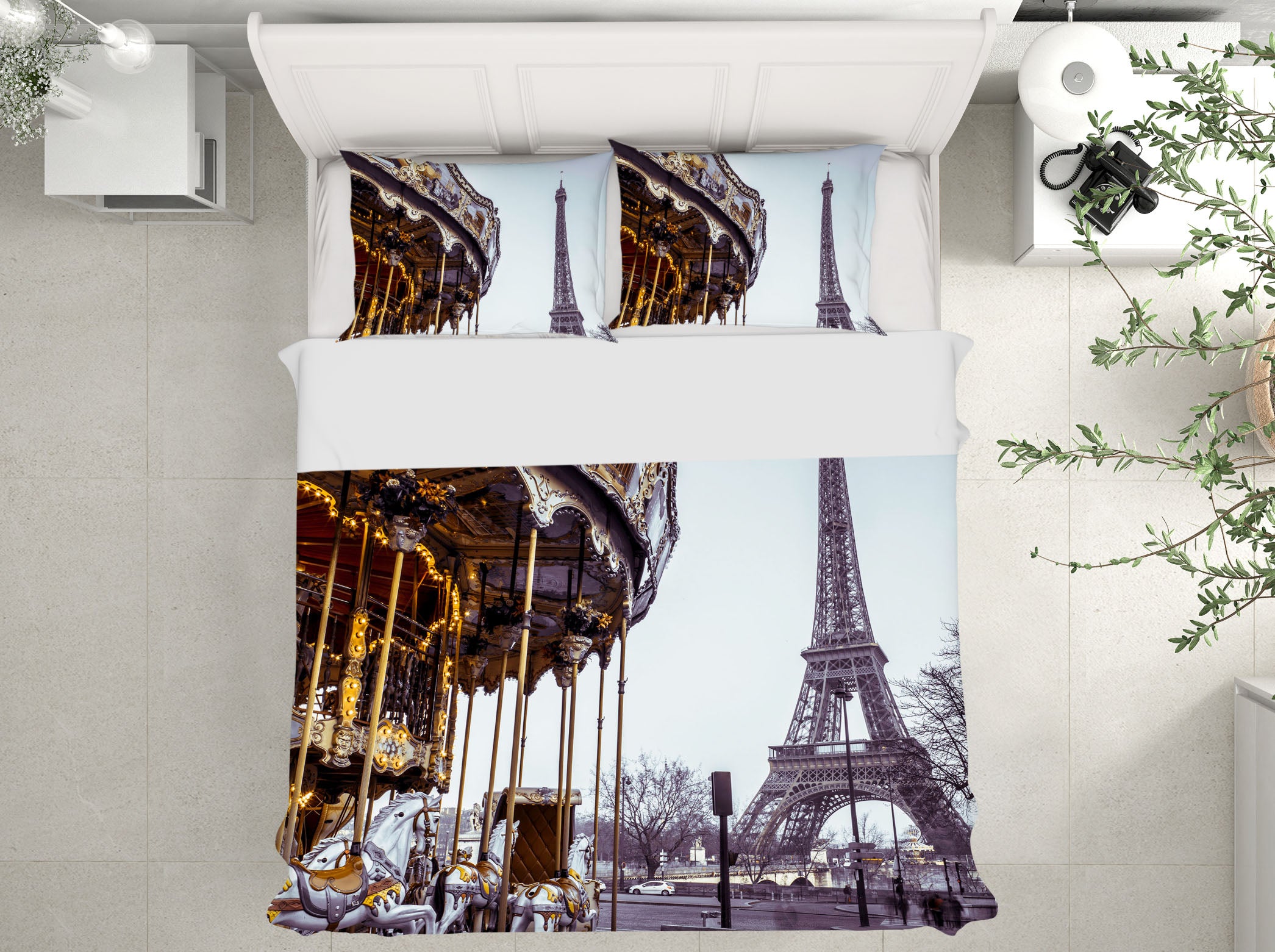 3D Carousel Eiffel Tower 1013 Assaf Frank Bedding Bed Pillowcases Quilt