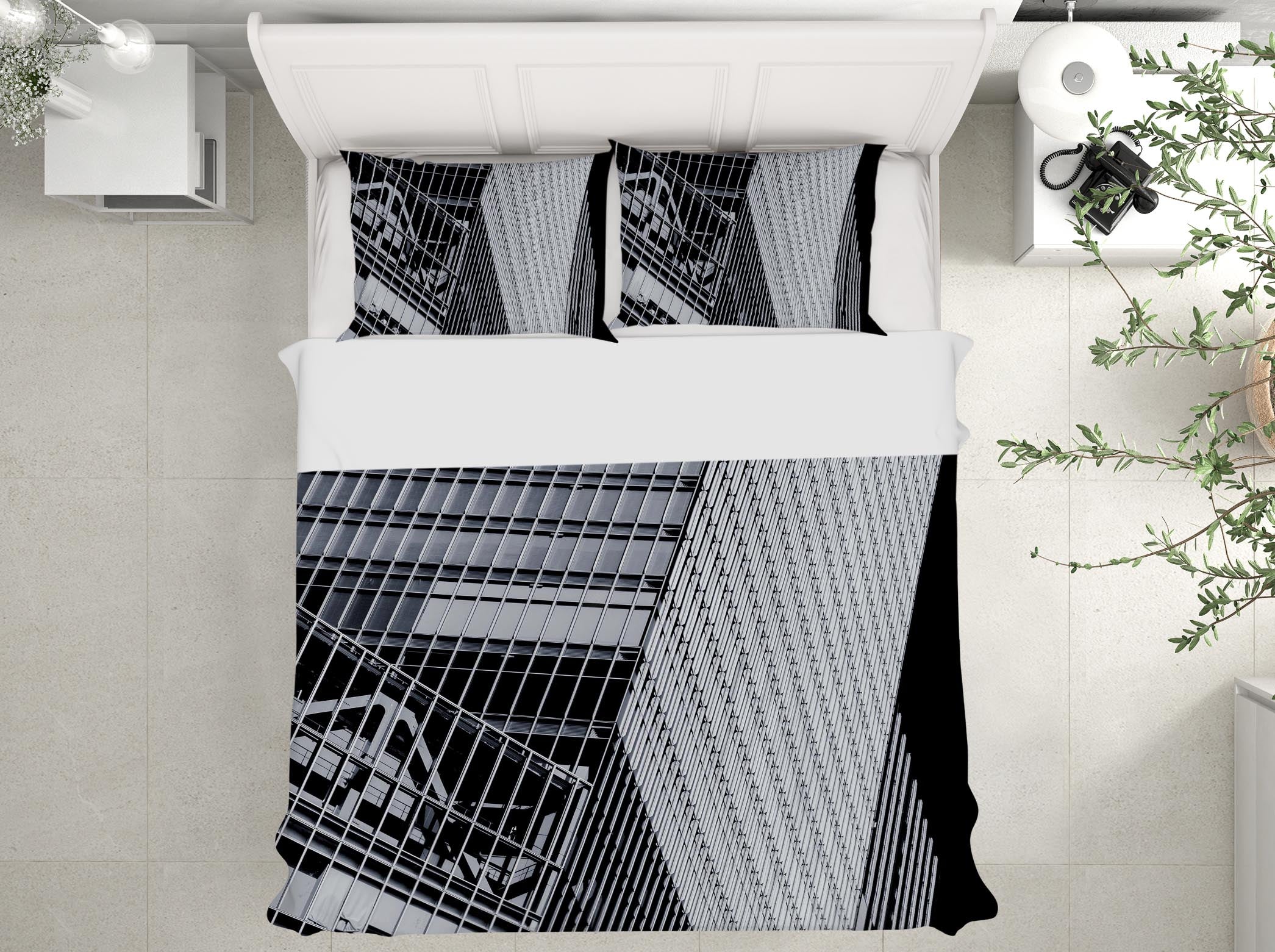 3D Tilted Building 2009 Noirblanc777 Bedding Bed Pillowcases Quilt