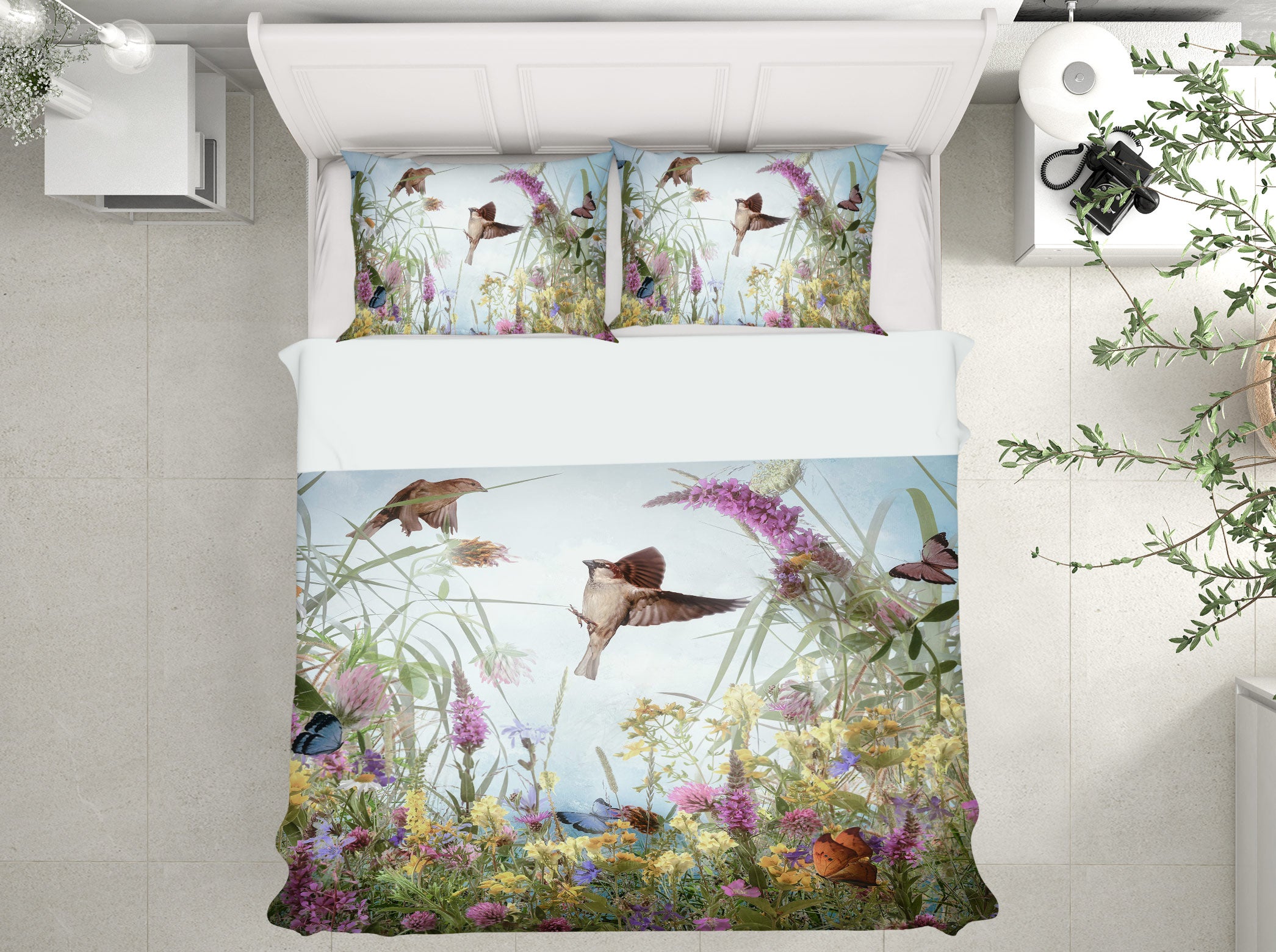 3D Bird Flower Bush 8523 Beth Sheridan Bedding Bed Pillowcases Quilt