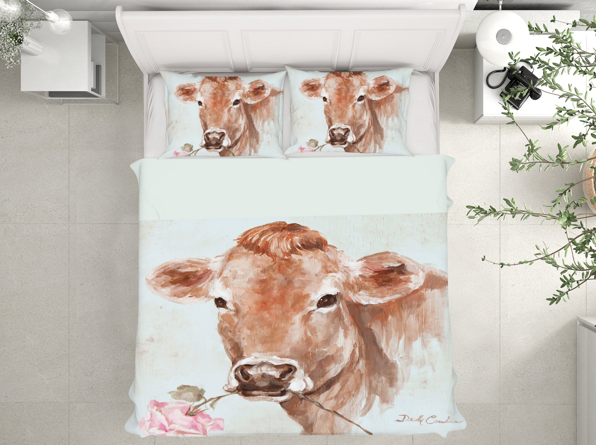 3D Cow Flower 2082 Debi Coules Bedding Bed Pillowcases Quilt