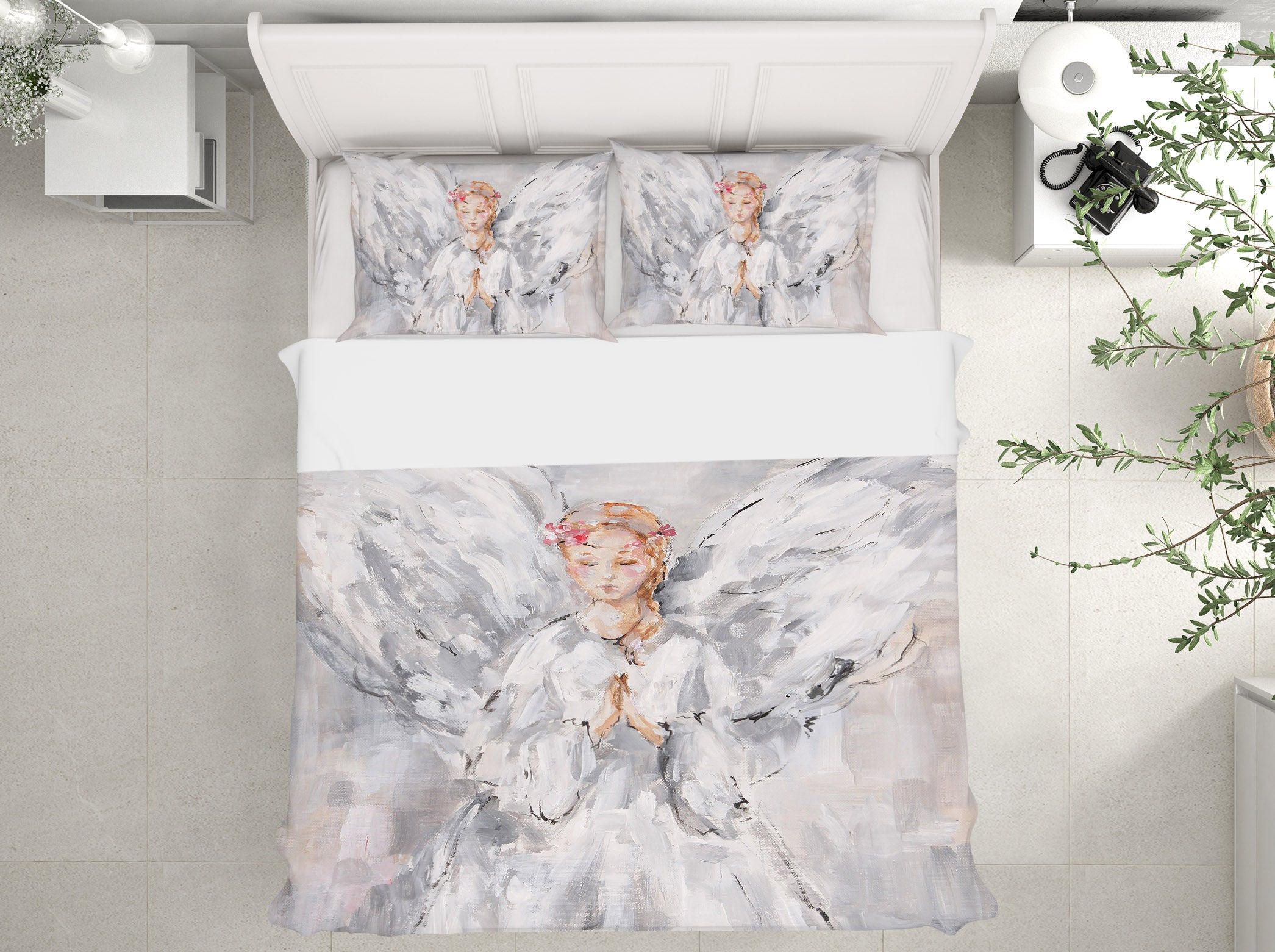 3D Angel Wreath Girl 2024 Debi Coules Bedding Bed Pillowcases Quilt