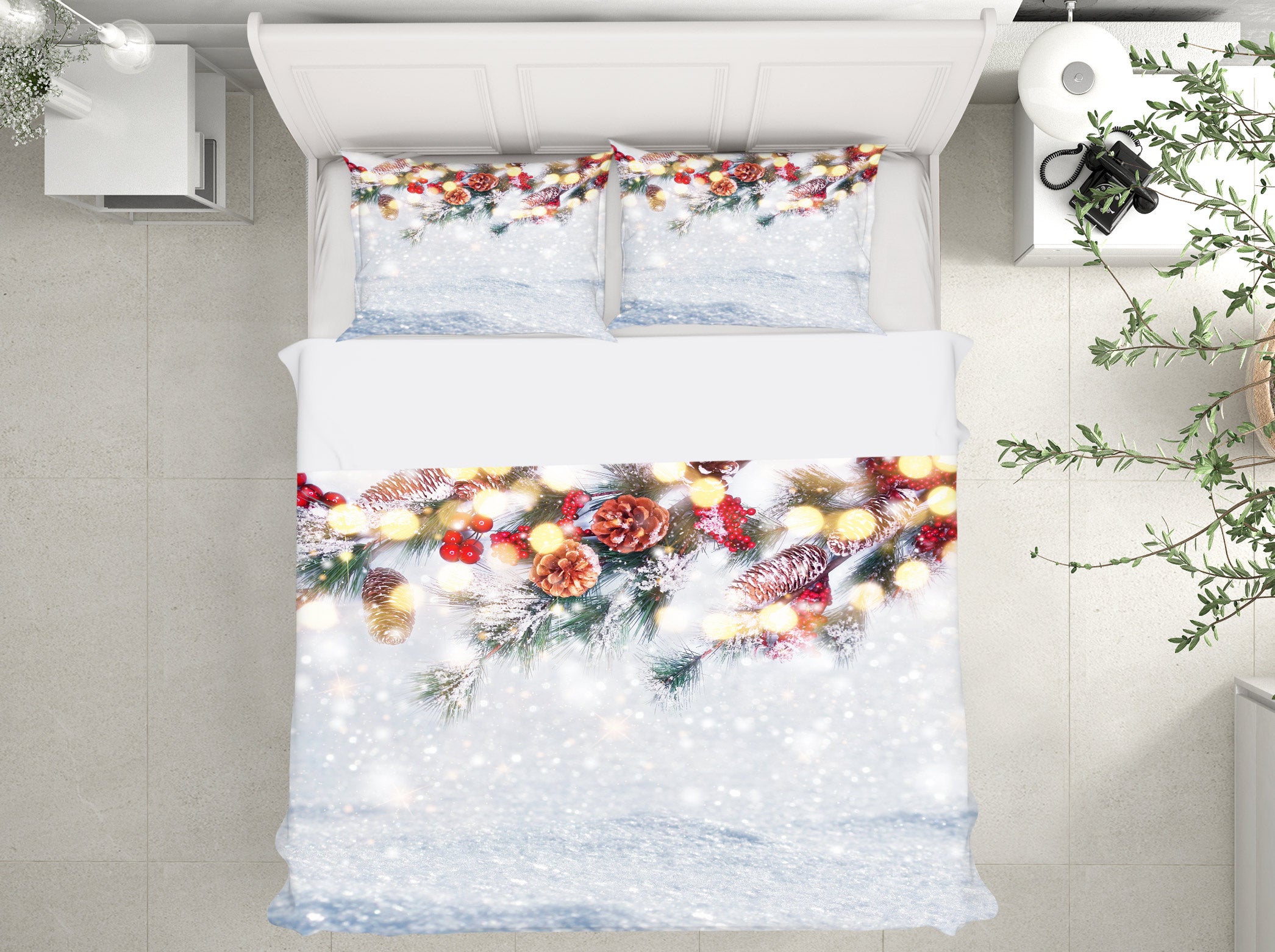 3D Snow Branches 52202 Christmas Quilt Duvet Cover Xmas Bed Pillowcases