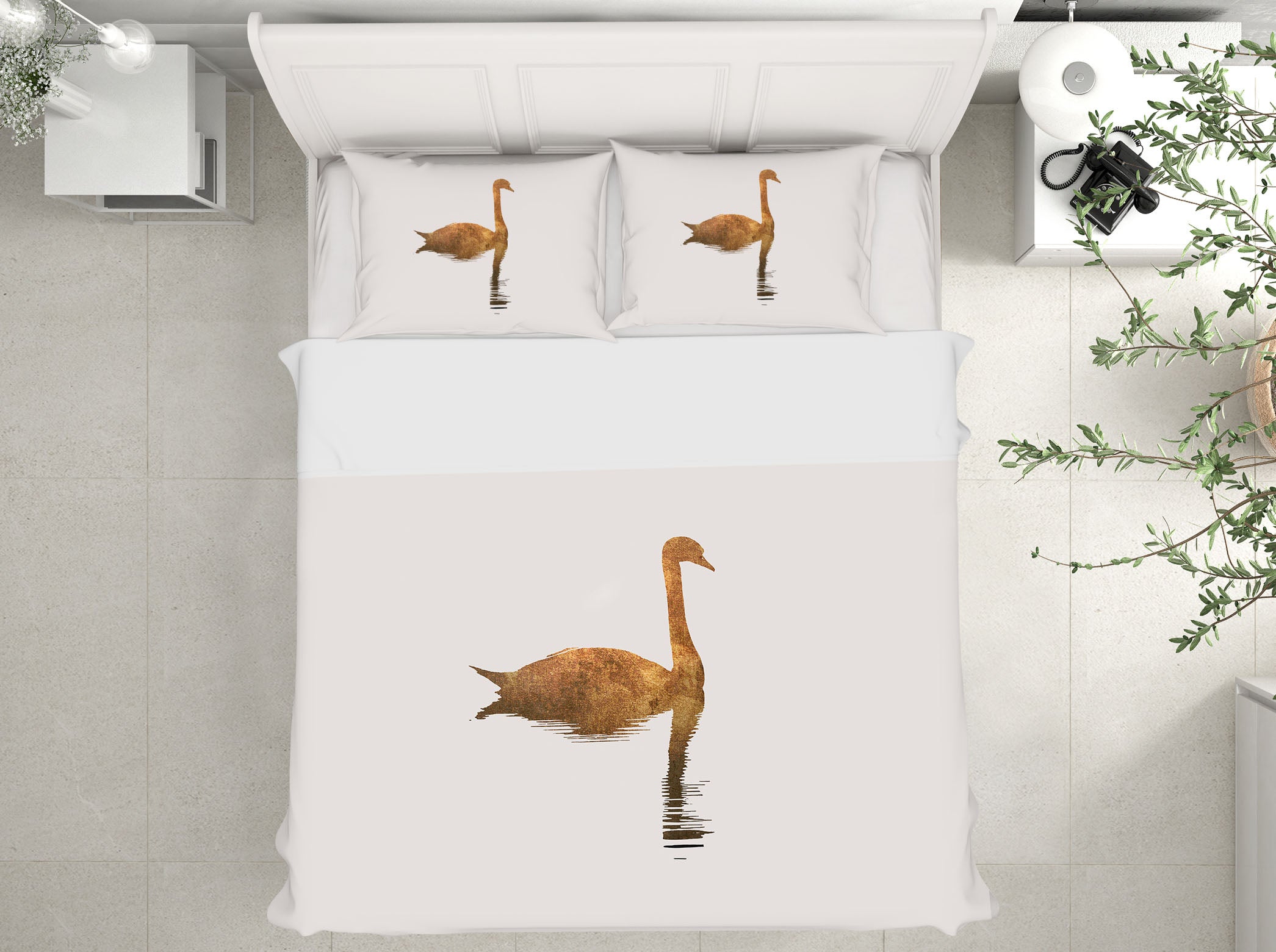 3D Golden Swan 226 Boris Draschoff Bedding Bed Pillowcases Quilt