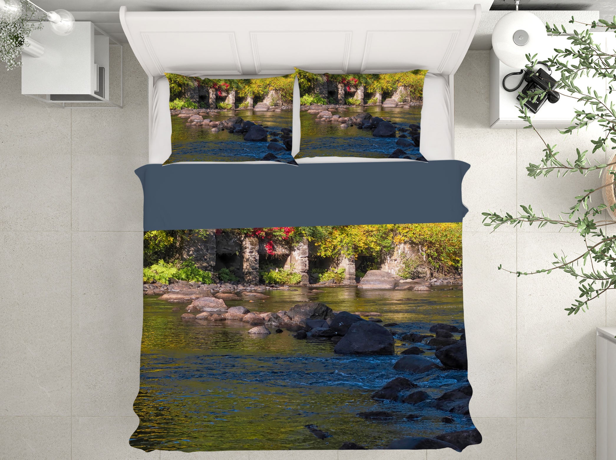 3D River Stones Leaves 1018 Jerry LoFaro bedding Bed Pillowcases Quilt