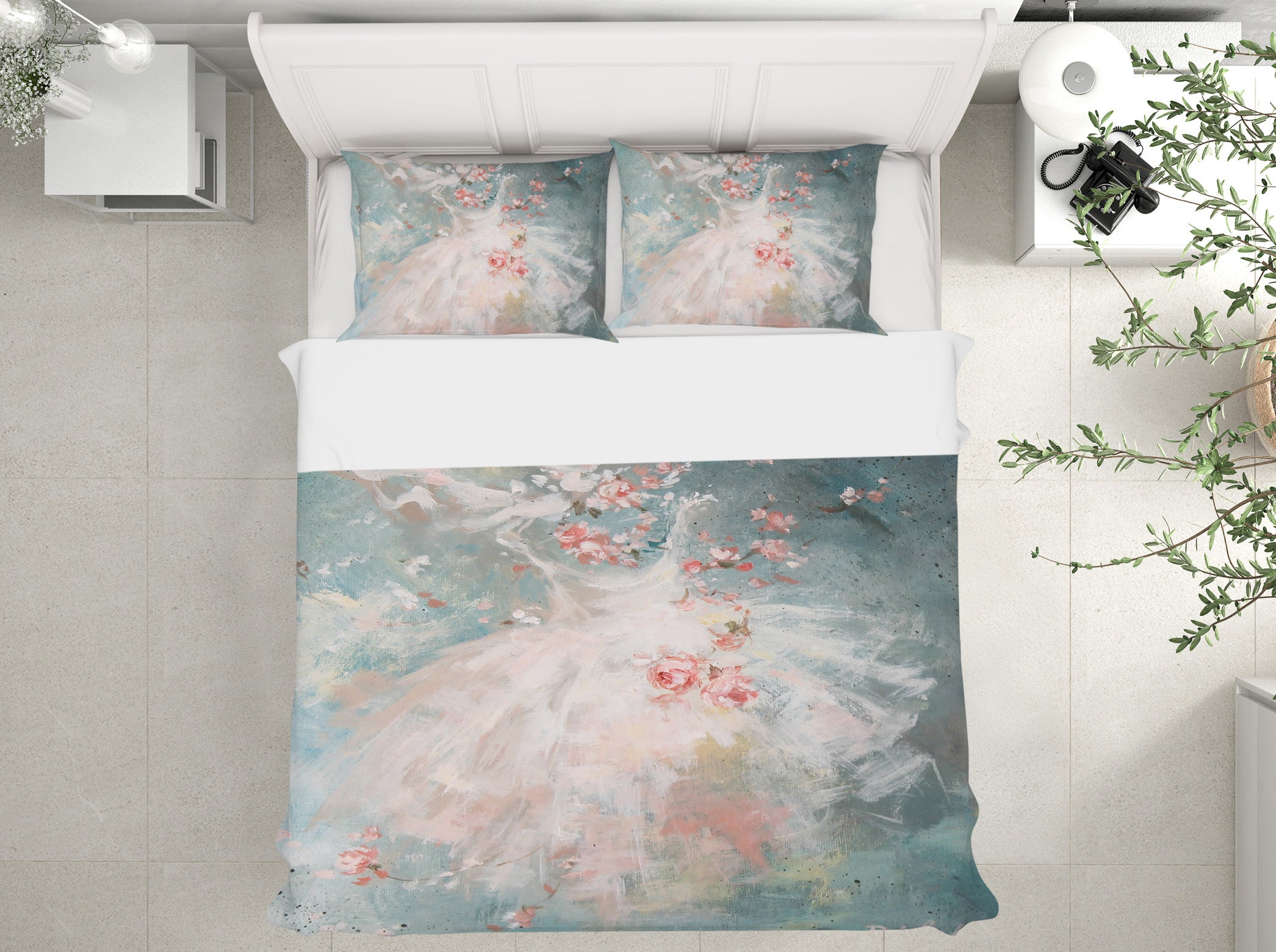 3D Skirt Pink Petals 2055 Debi Coules Bedding Bed Pillowcases Quilt