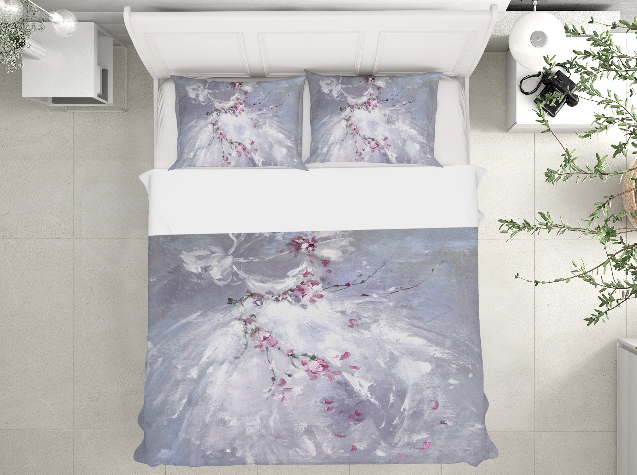 3D White Skirt Flower Vine 2061 Debi Coules Bedding Bed Pillowcases Quilt