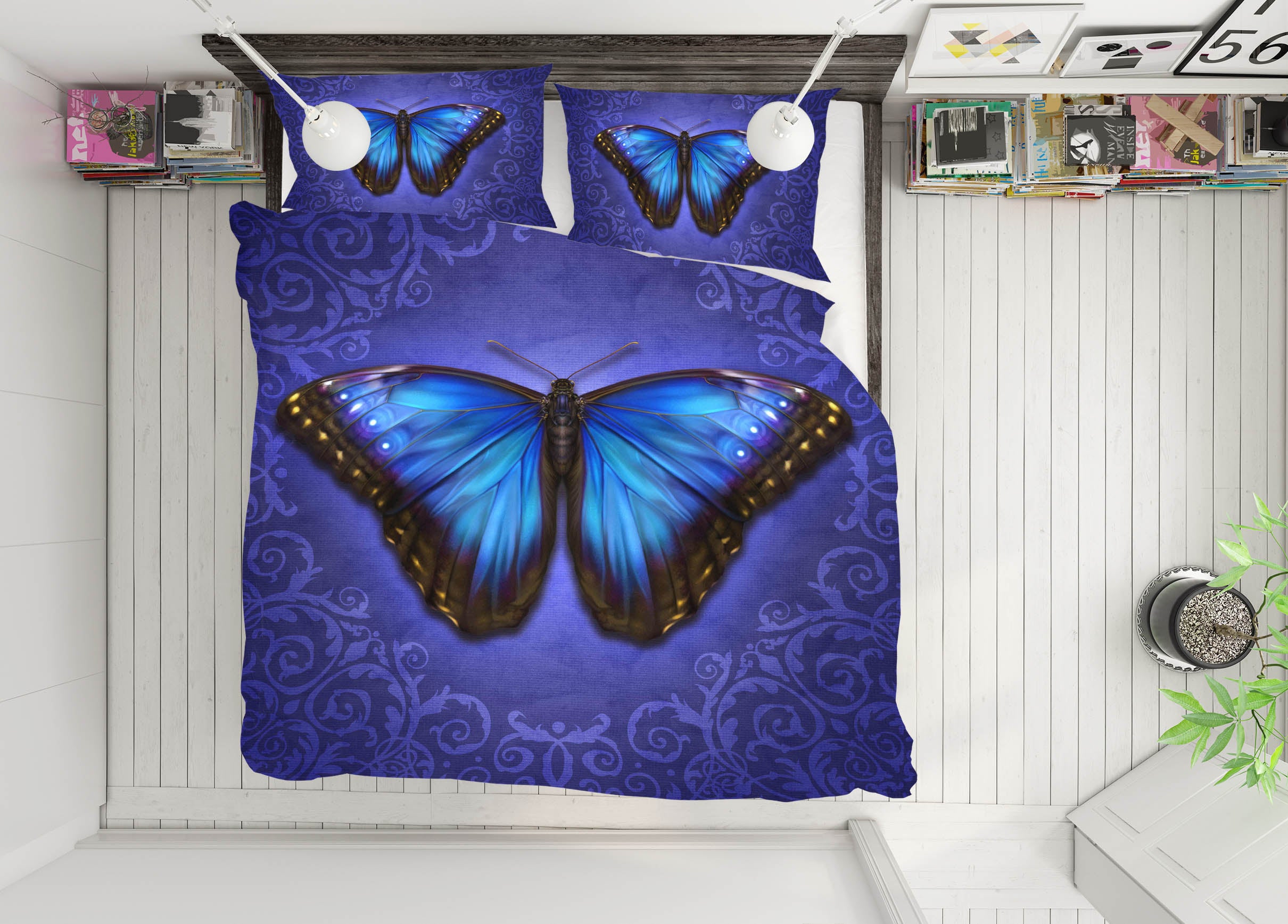 3D Blue Purple Butterfly 8837 Brigid Ashwood Bedding Bed Pillowcases Quilt Cover Duvet Cover