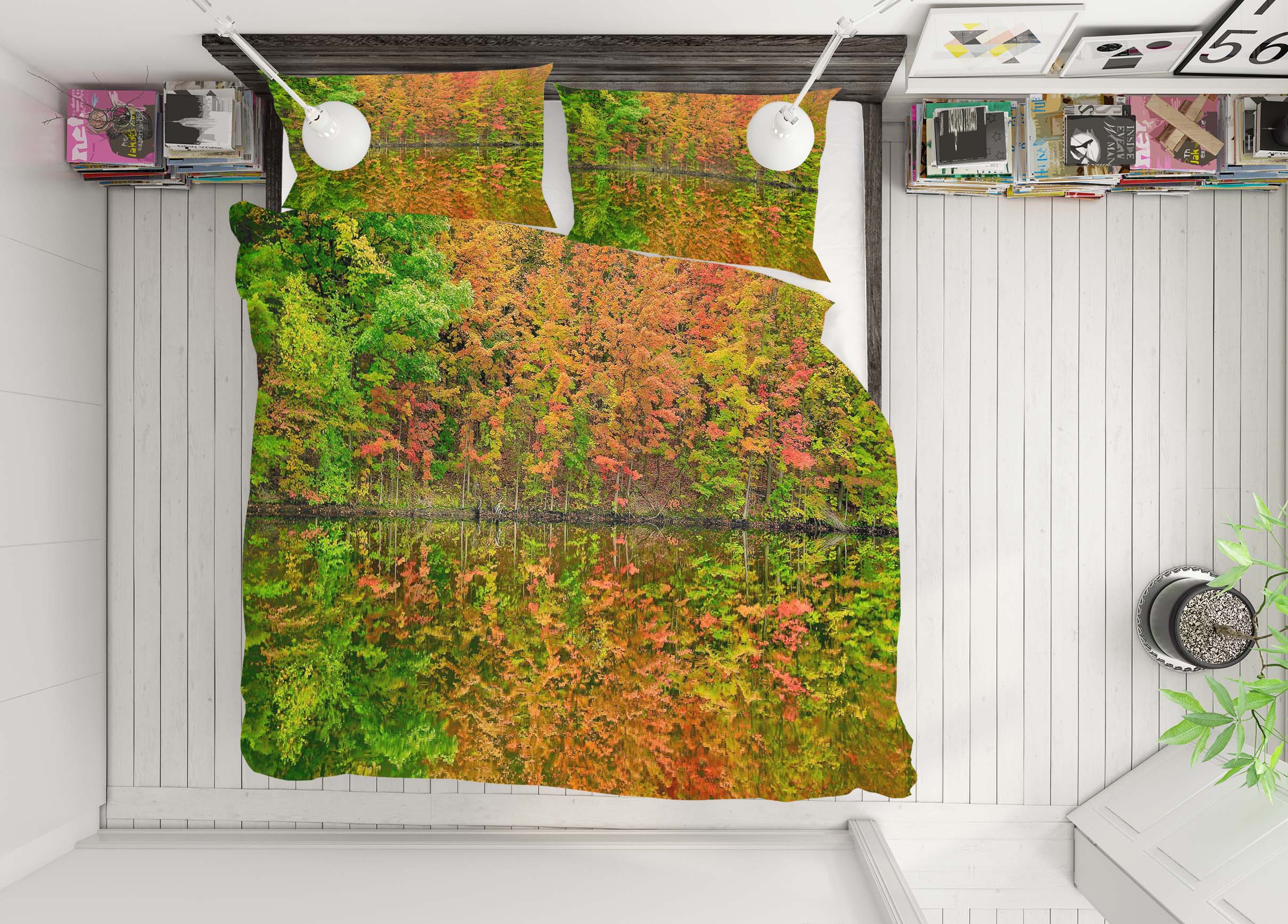 3D Fall Reflections 62176 Kathy Barefield Bedding Bed Pillowcases Quilt