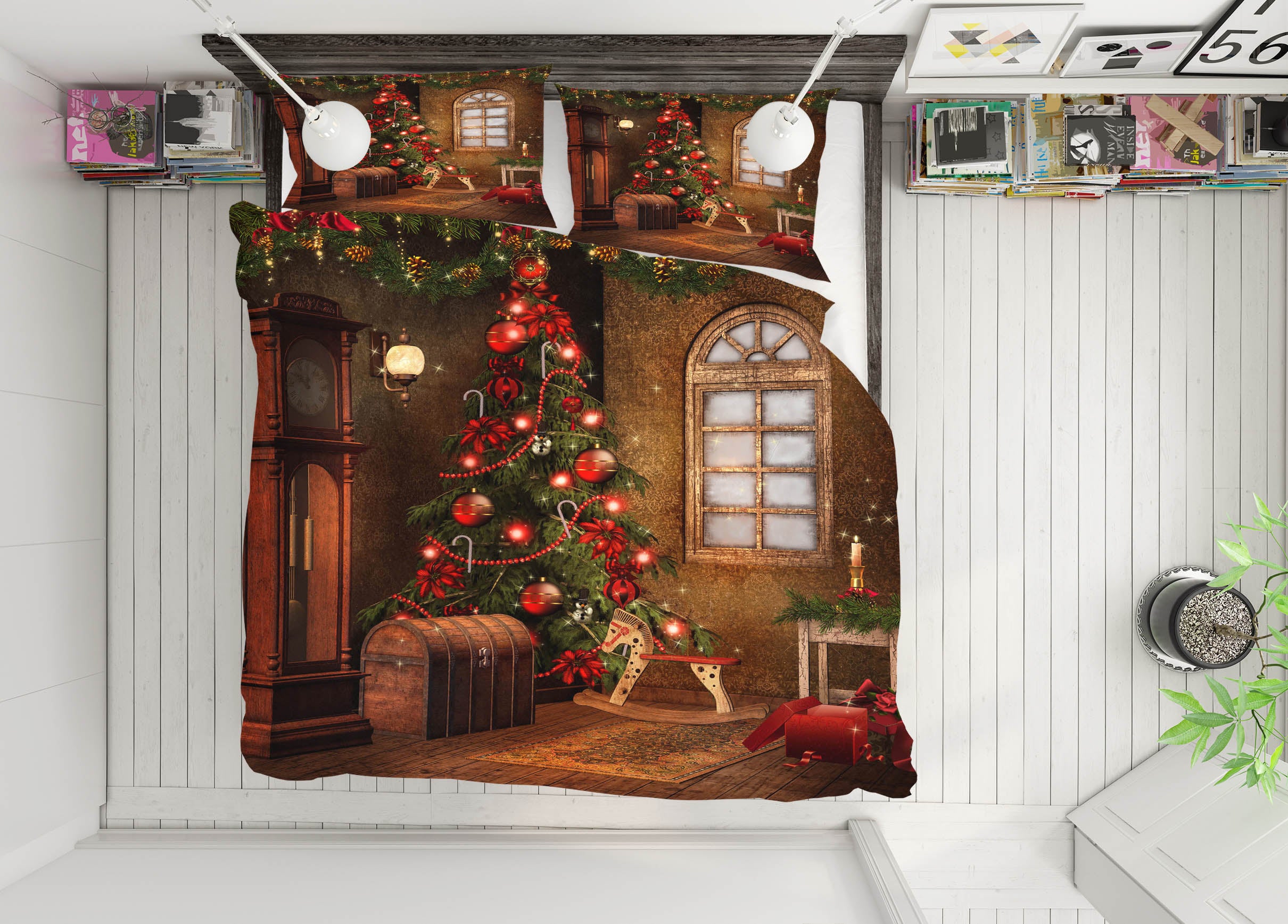 3D Tree Window 52222 Christmas Quilt Duvet Cover Xmas Bed Pillowcases