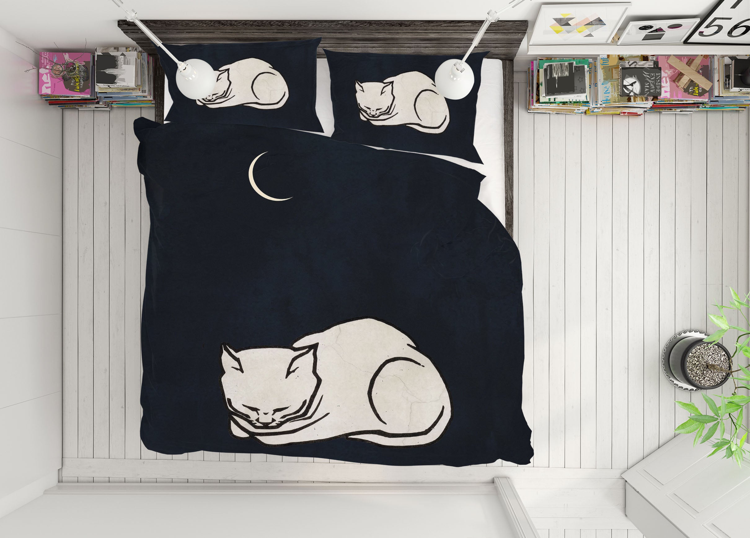 3D Moon White Kitten 129 Boris Draschoff Bedding Bed Pillowcases Quilt