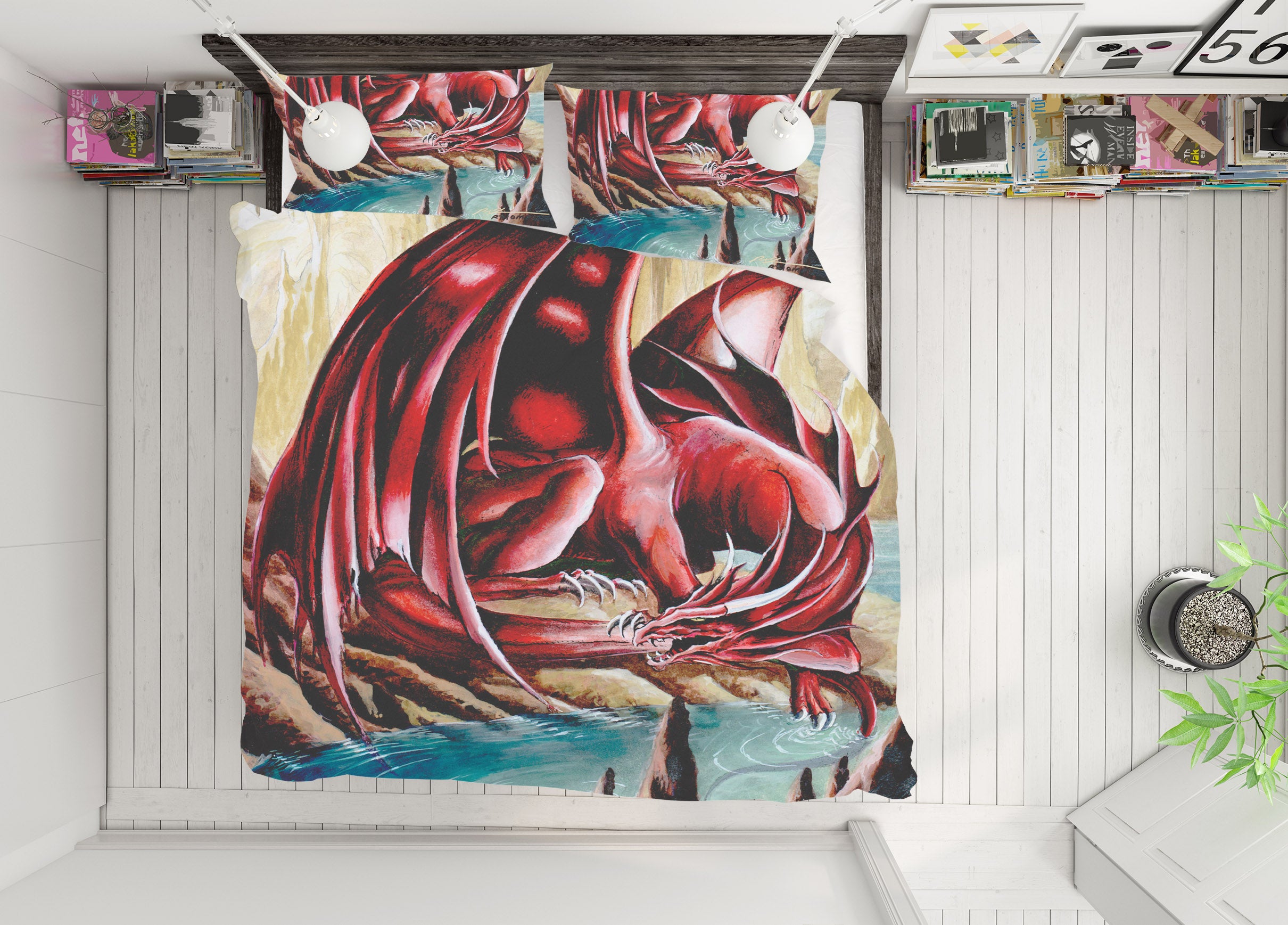 3D Red Dragon 8330 Ruth Thompson Bedding Bed Pillowcases Quilt Cover Duvet Cover