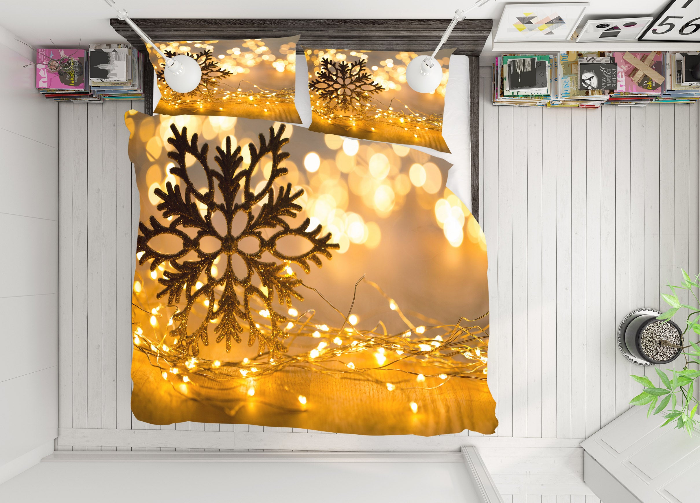 3D Snowflake Light 52204 Christmas Quilt Duvet Cover Xmas Bed Pillowcases