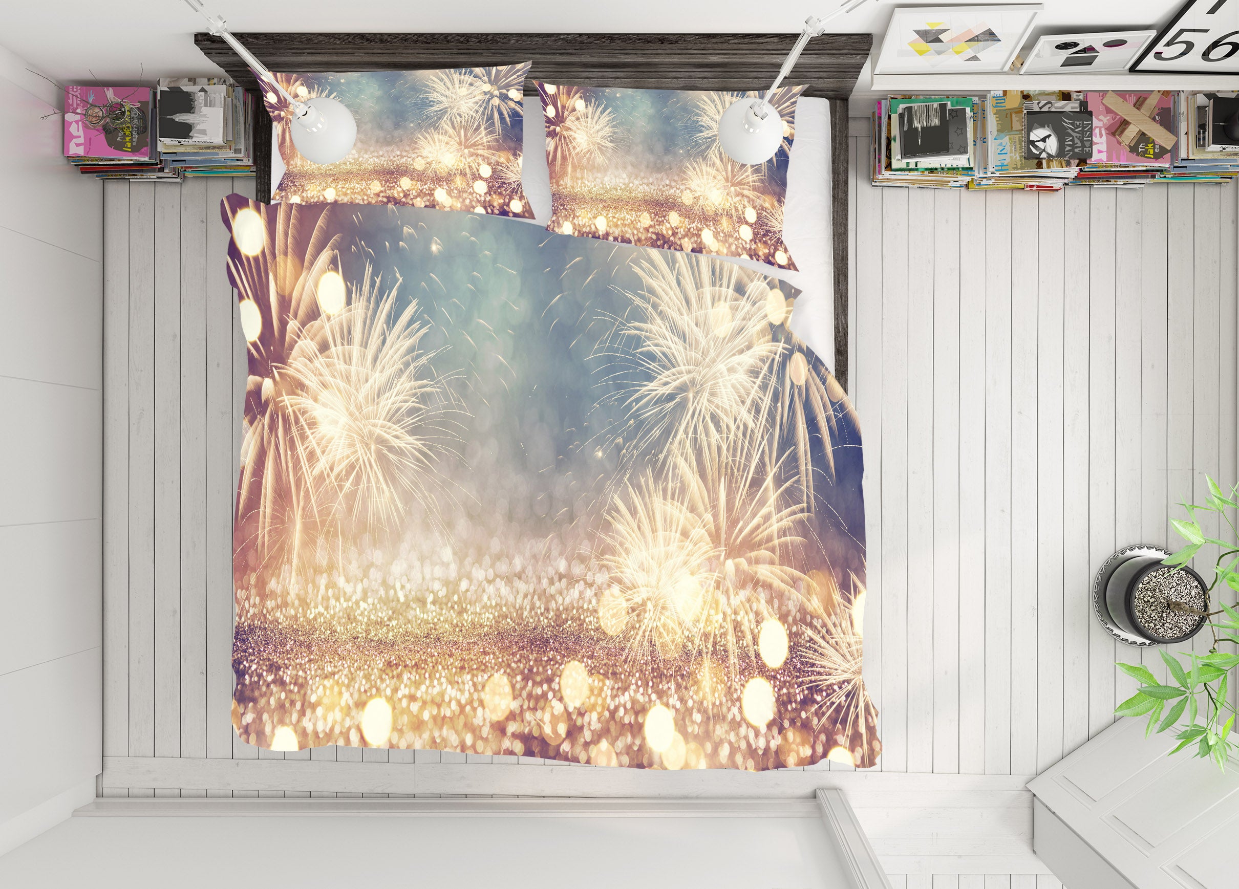 3D Fireworks 53001 Christmas Quilt Duvet Cover Xmas Bed Pillowcases