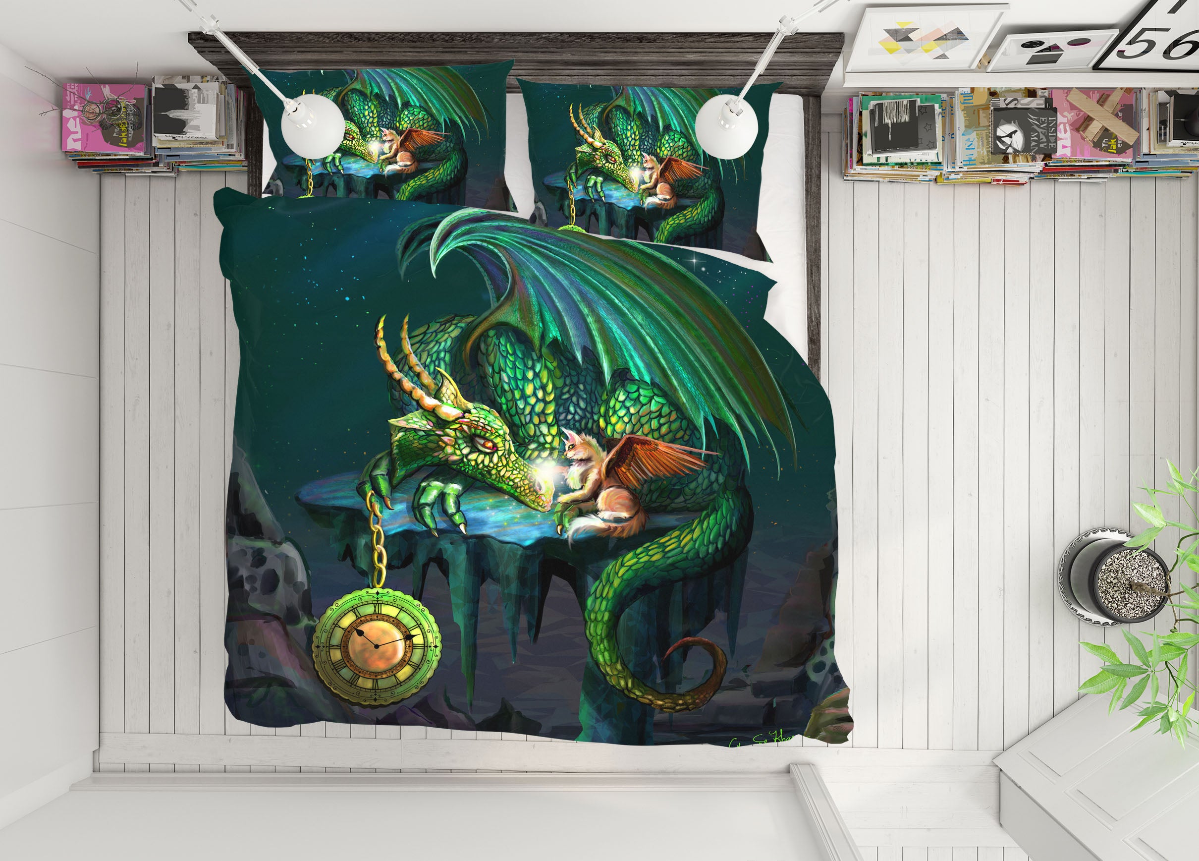 3D Flying Dragon 126 Rose Catherine Khan Bedding Bed Pillowcases Quilt
