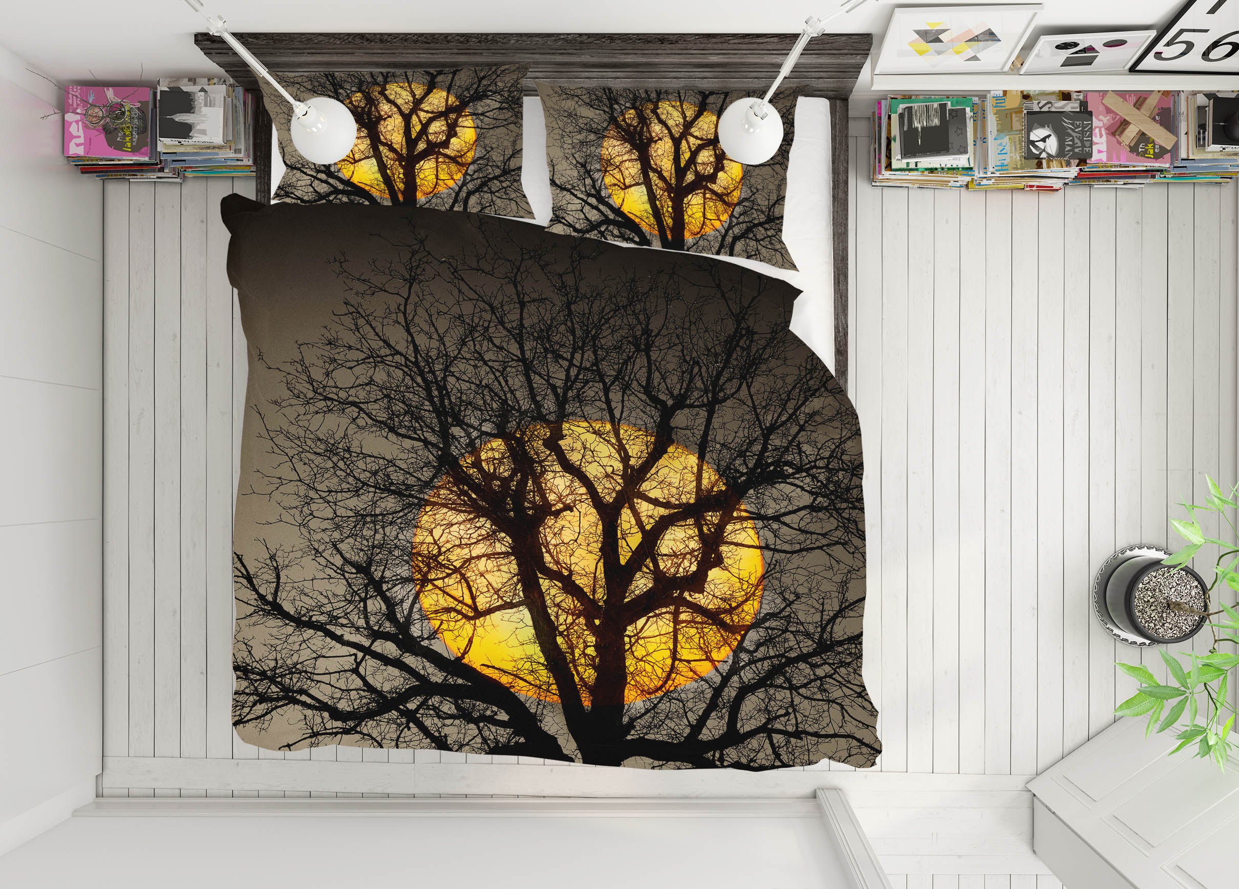 3D Sunset Over the Tree 145 Marco Carmassi Bedding Bed Pillowcases Quilt