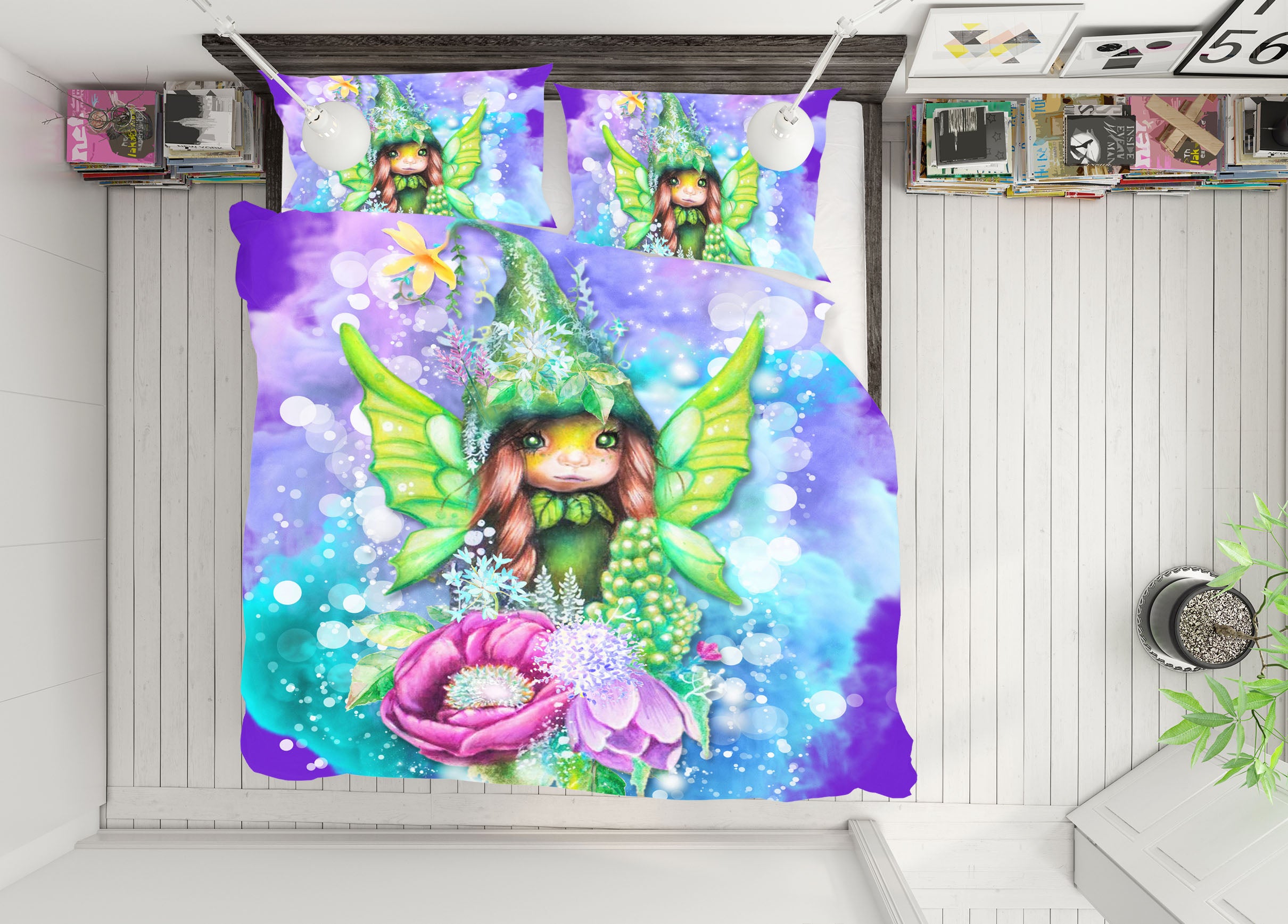 3D Watercolor Flower Fairy 8568 Sheena Pike Bedding Bed Pillowcases Quilt Cover Duvet Cover