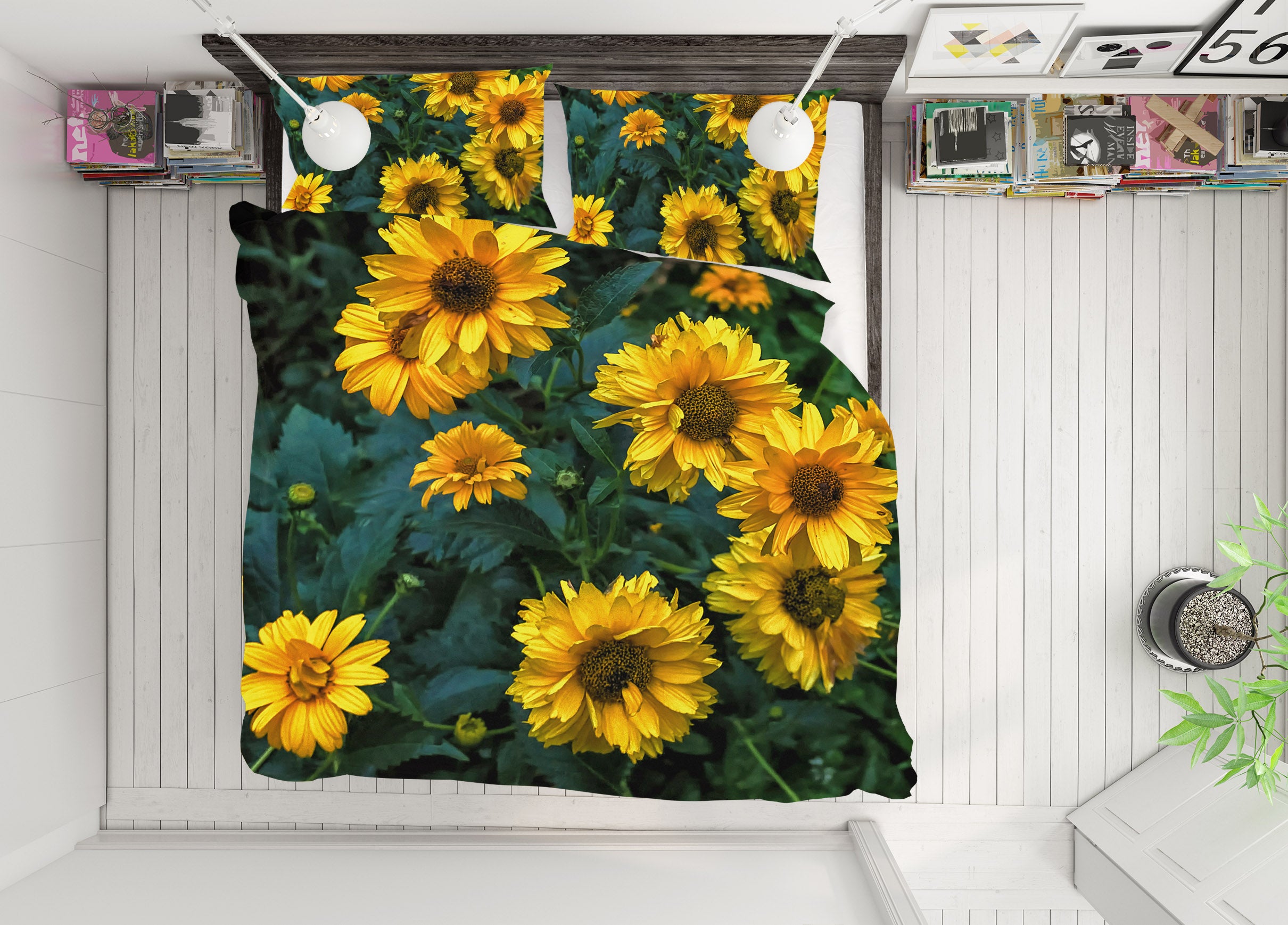 3D Yellow Sunflower 1036 Jerry LoFaro bedding Bed Pillowcases Quilt