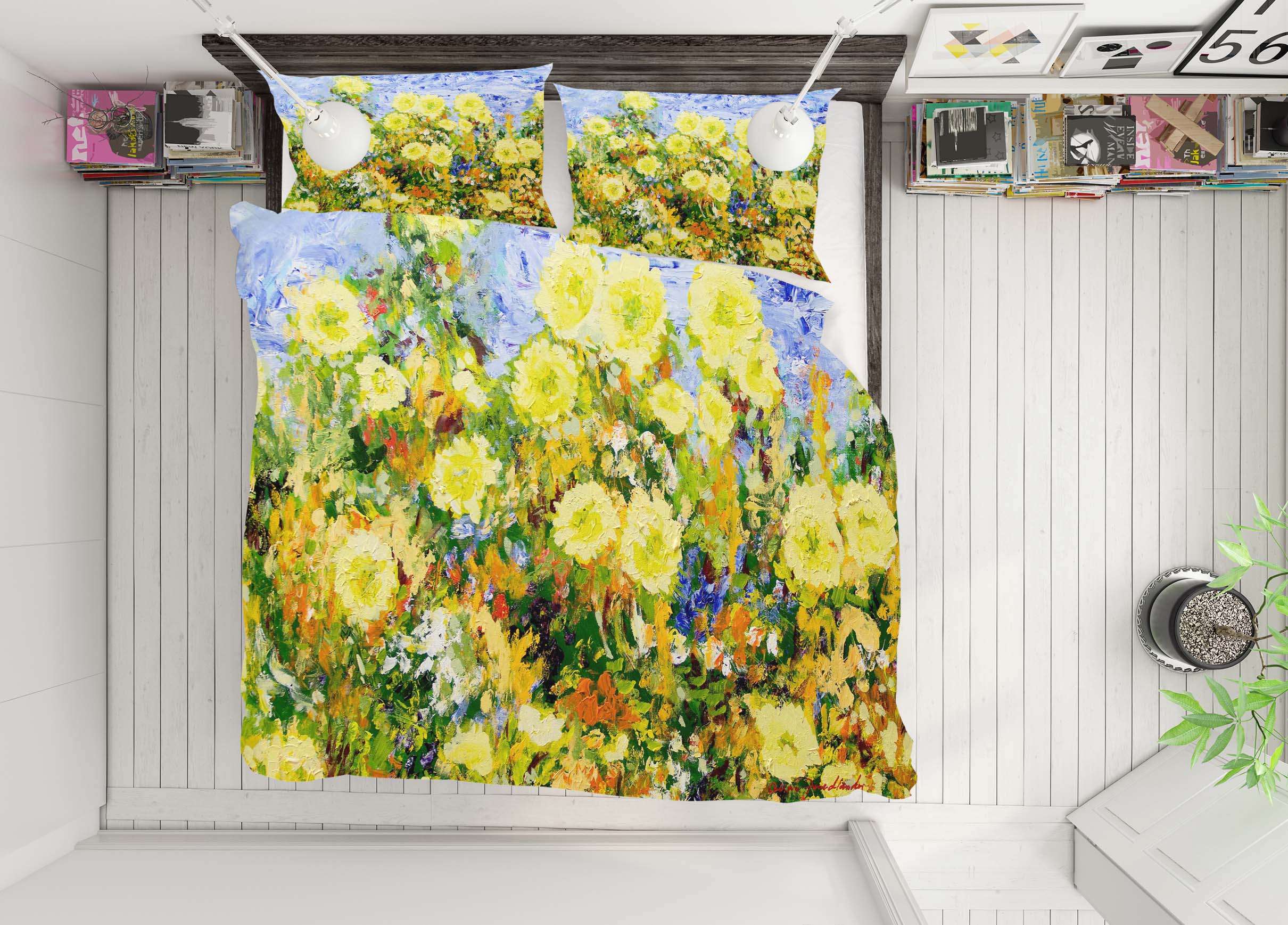 3D Yellow Chrysanthemum 1145 Allan P. Friedlander Bedding Bed Pillowcases Quilt