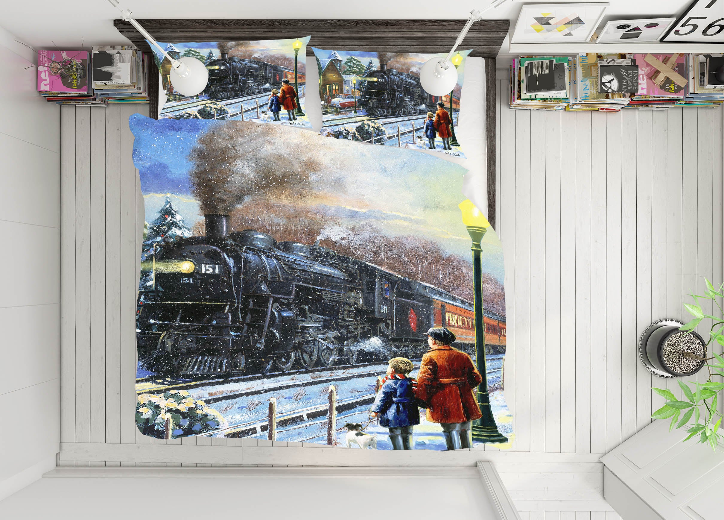 3D Steam Train 12526 Kevin Walsh Bedding Bed Pillowcases Quilt