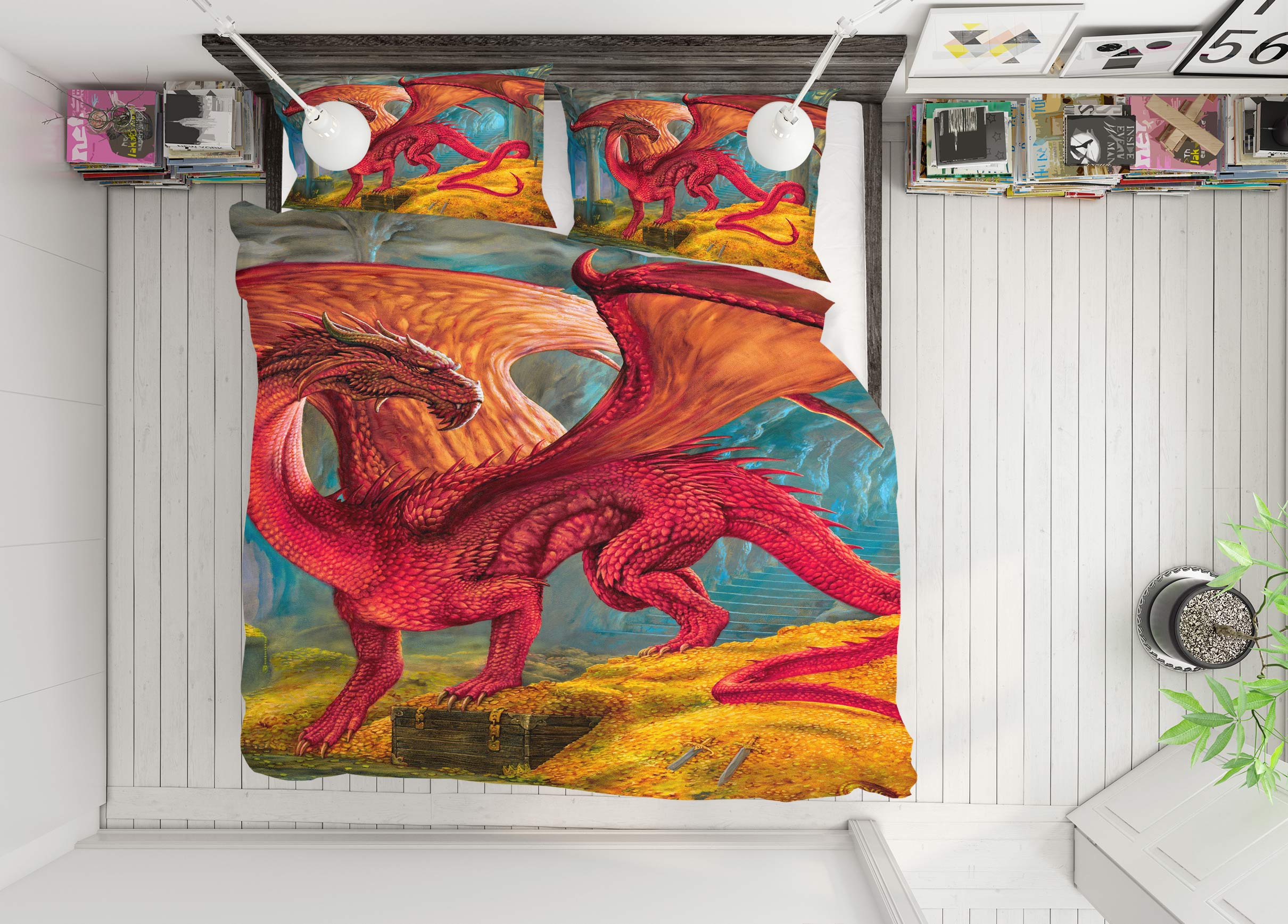 3D Red Dragon 7034 Ciruelo Bedding Bed Pillowcases Quilt