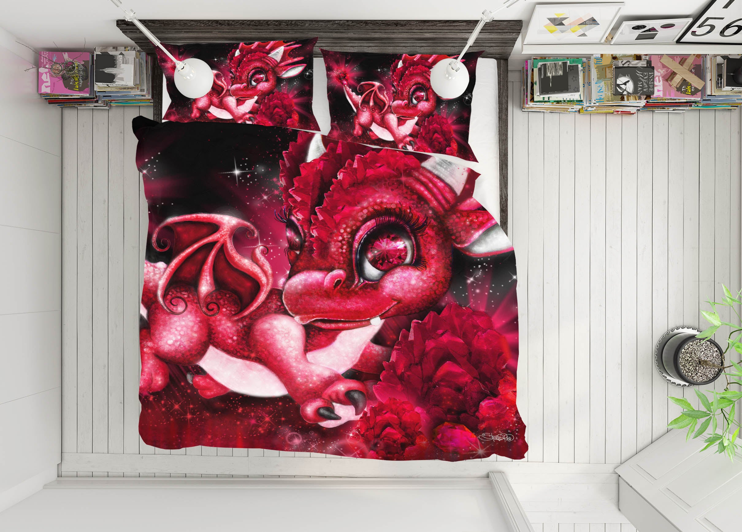 3D Cute Red Dragon 8558 Sheena Pike Bedding Bed Pillowcases Quilt Cover Duvet Cover