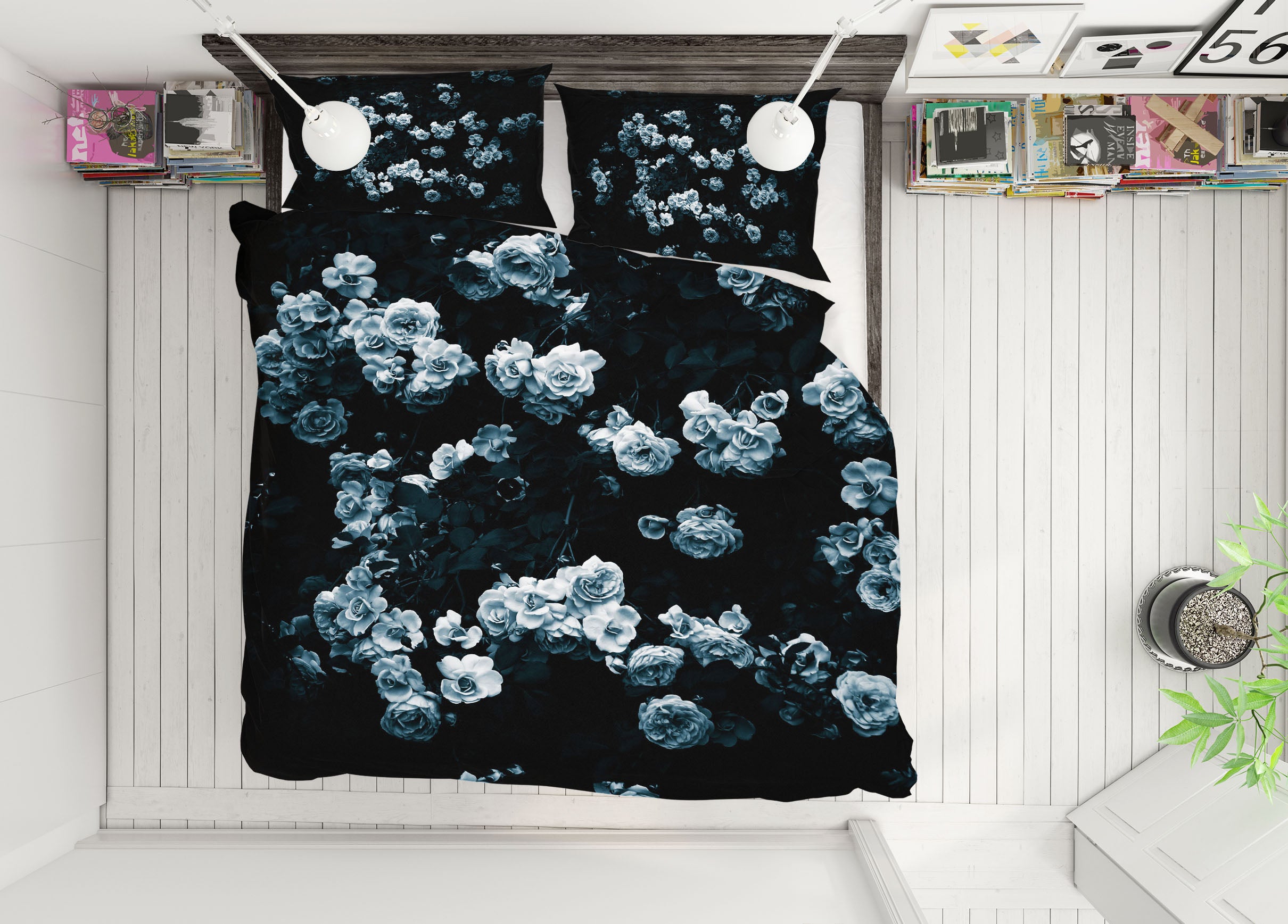 3D White Rose 2003 Noirblanc777 Bedding Bed Pillowcases Quilt