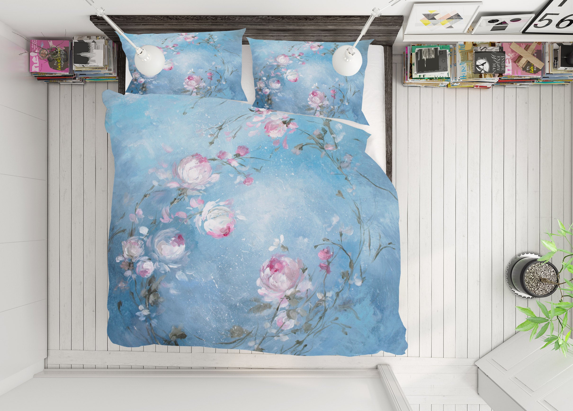 3D Moonlight Rose 2032 Debi Coules Bedding Bed Pillowcases Quilt