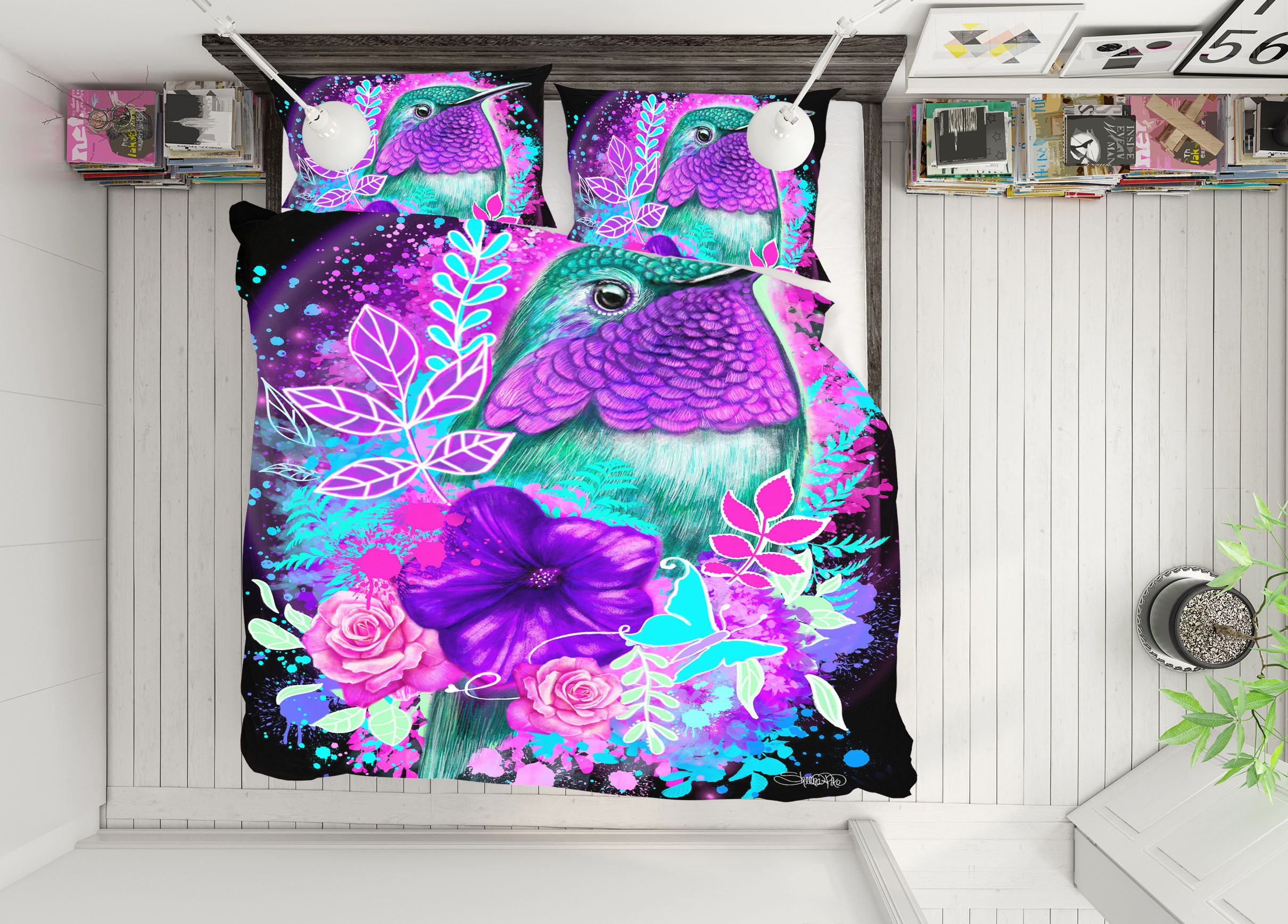 3D Purple Bird Flower 8556 Sheena Pike Bedding Bed Pillowcases Quilt Cover Duvet Cover