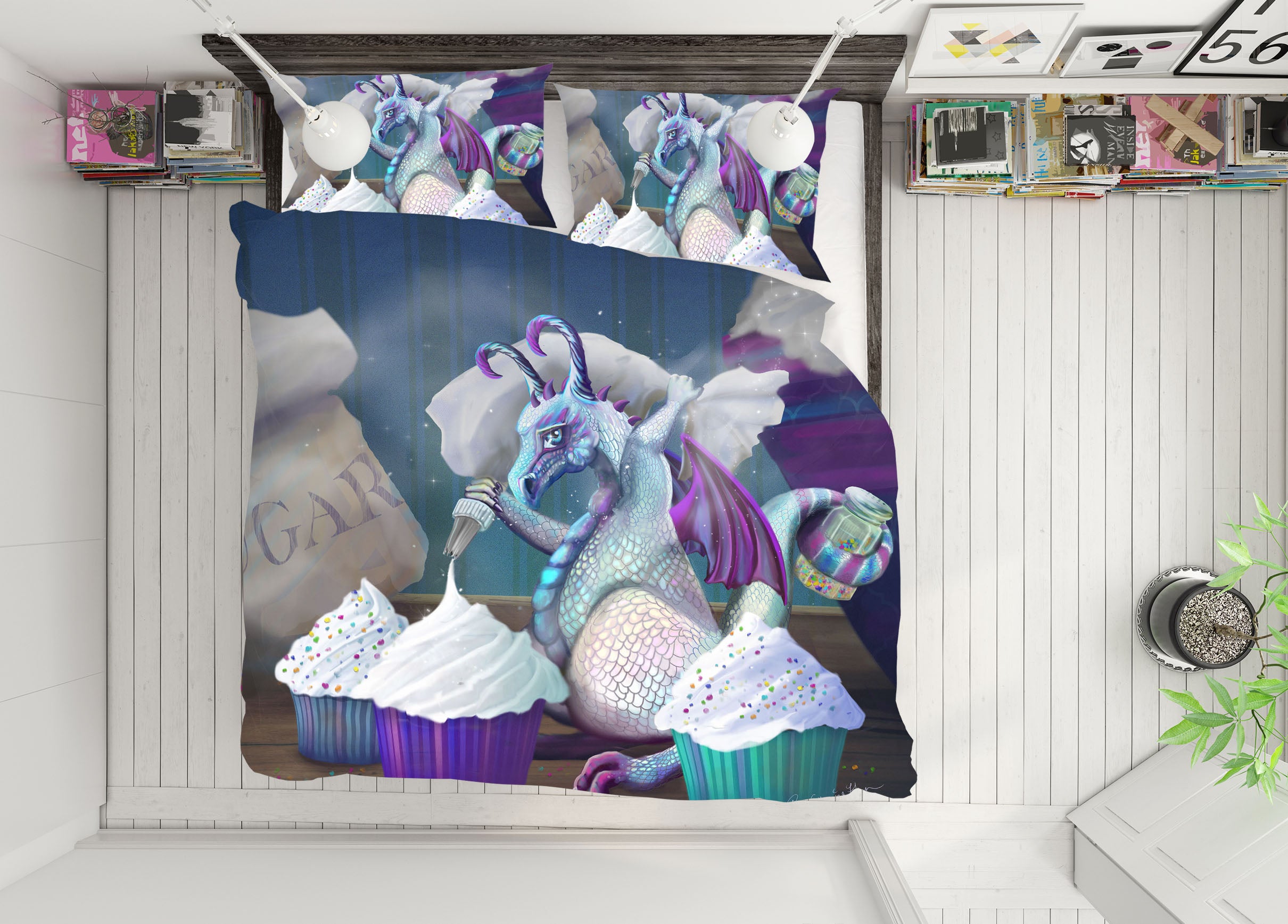 3D Cake Dragon 101 Rose Catherine Khan Bedding Bed Pillowcases Quilt