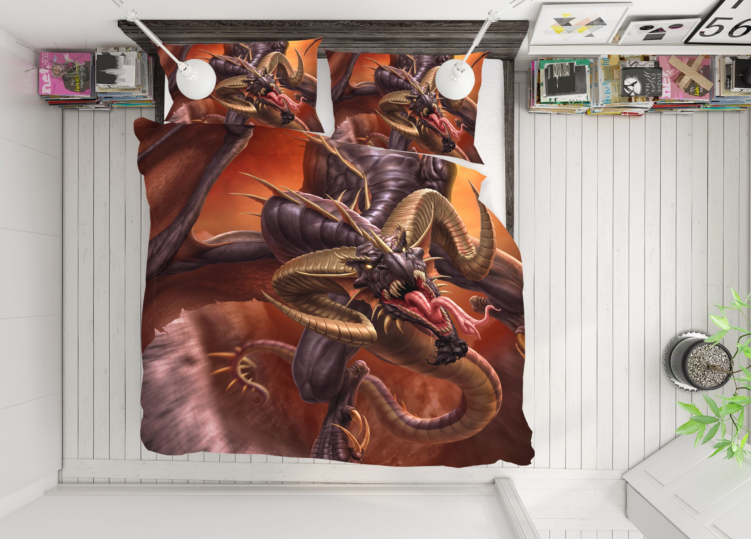 3D Dragon 4065 Tom Wood Bedding Bed Pillowcases Quilt