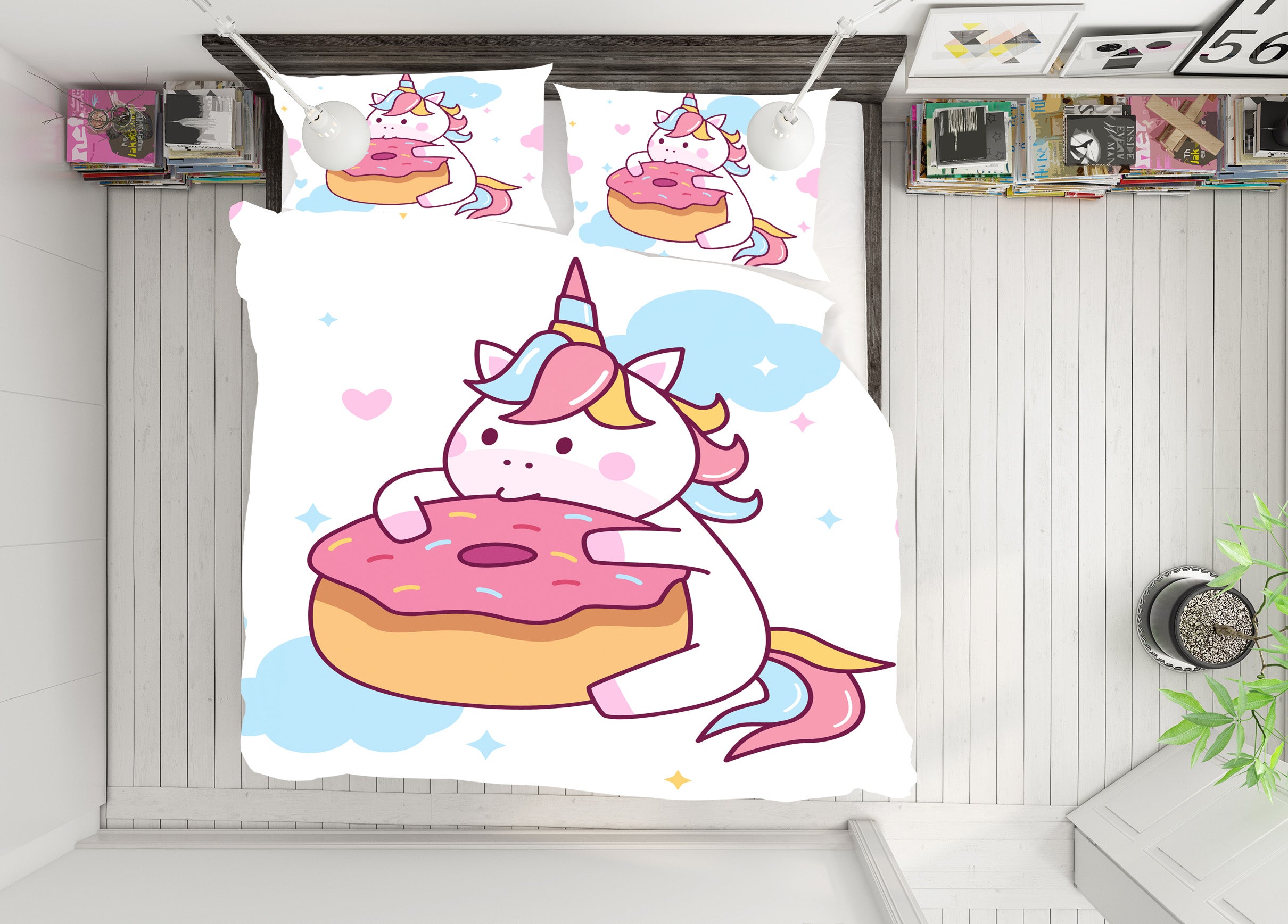3D Donuts Unicorn 67038 Bed Pillowcases Quilt