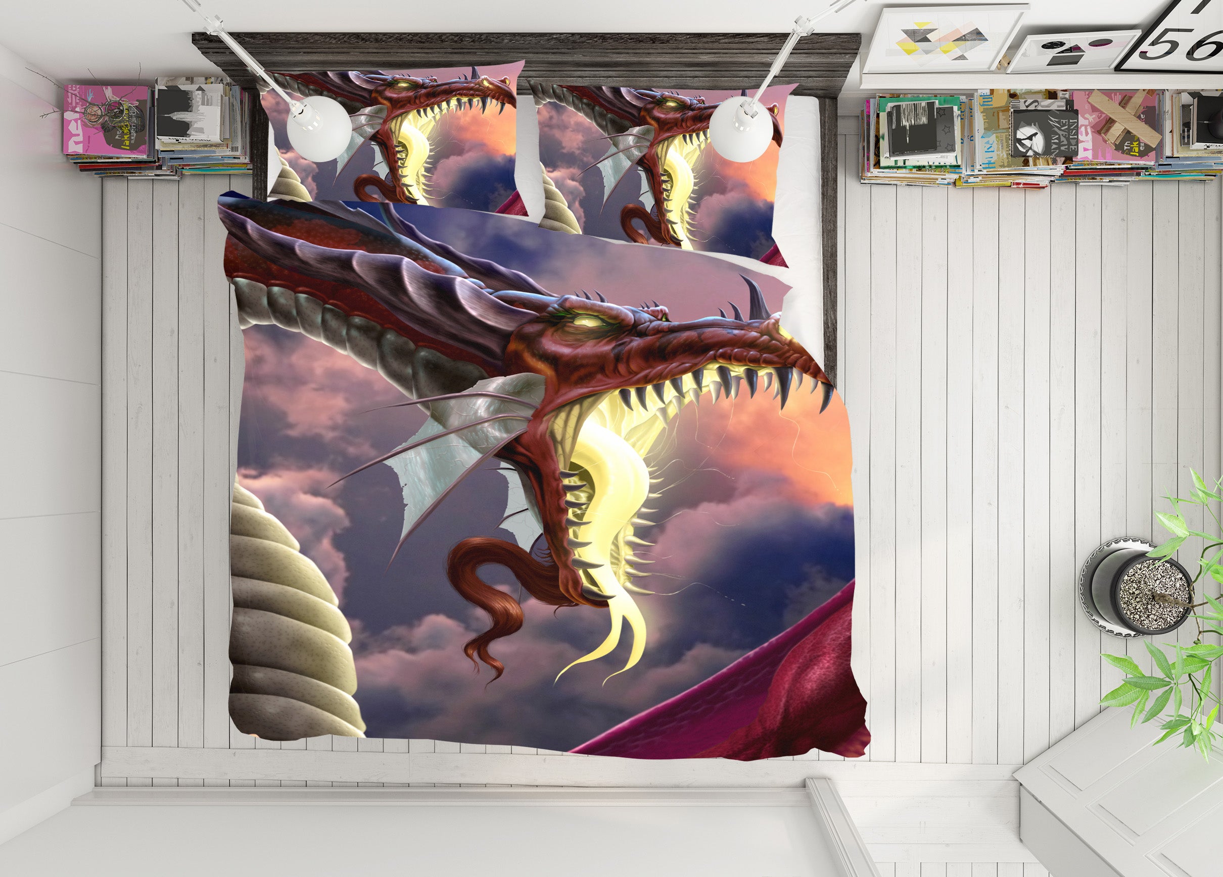 3D Dragon Mouth Cloud 4093 Tom Wood Bedding Bed Pillowcases Quilt