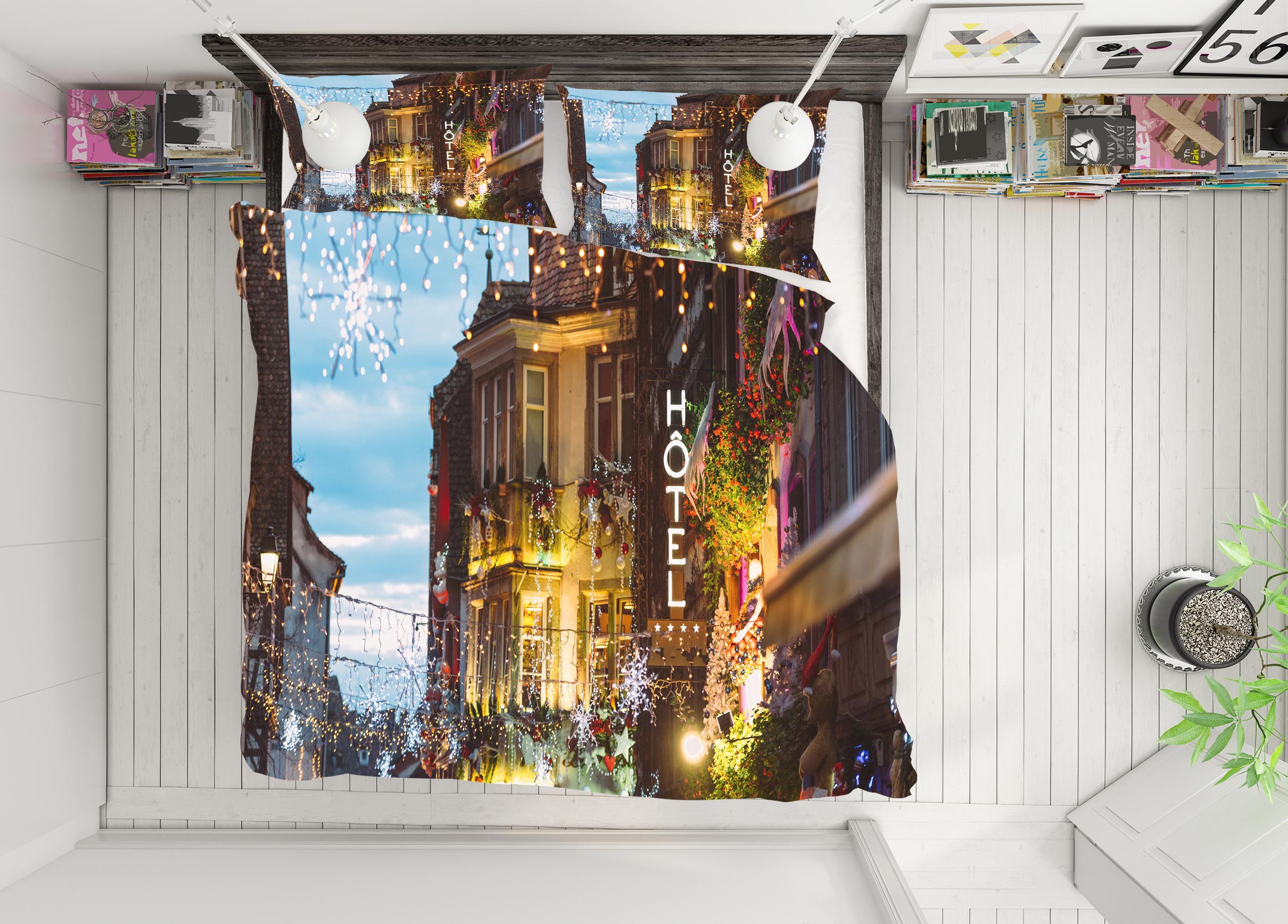 3D Houses 52137 Christmas Quilt Duvet Cover Xmas Bed Pillowcases