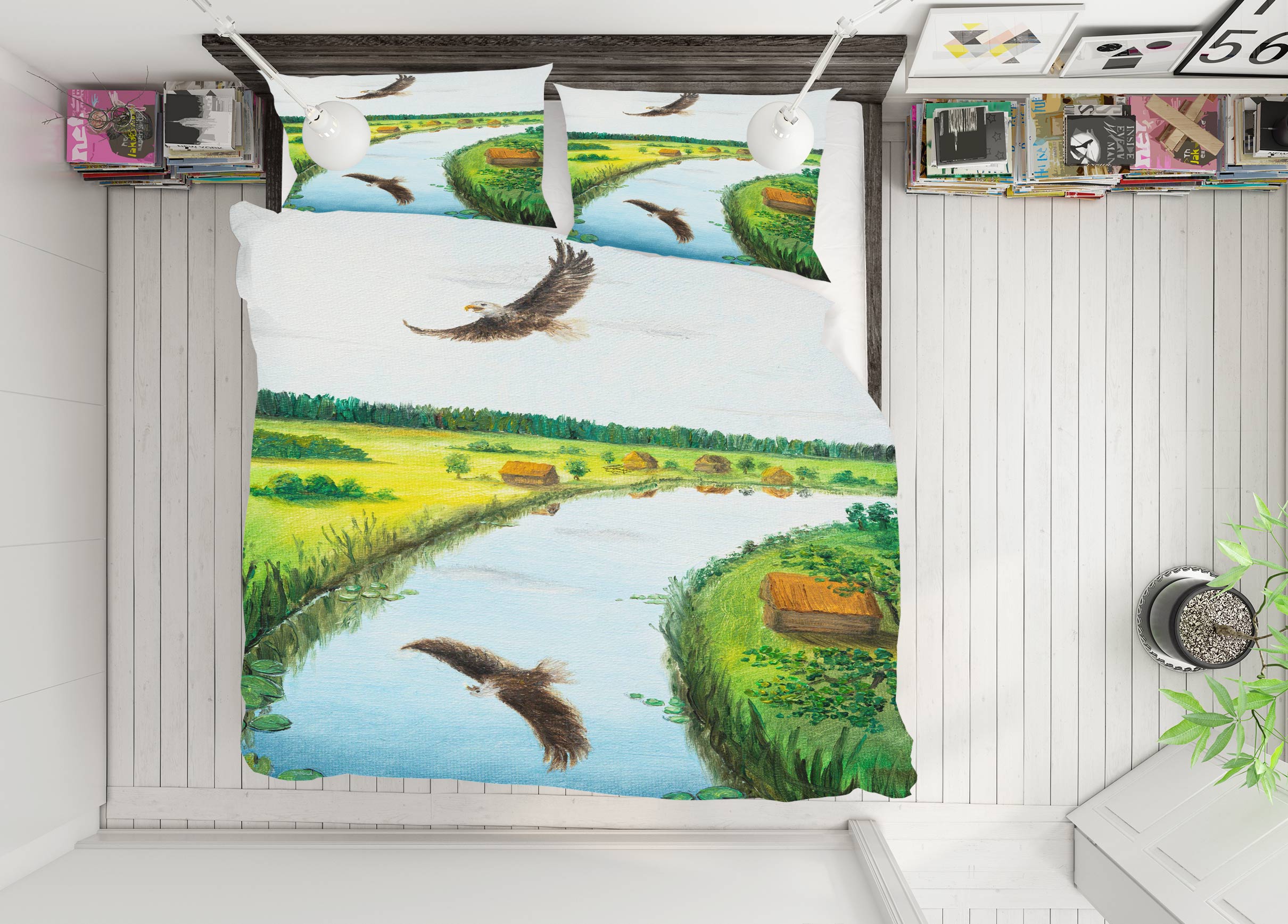 3D River Eagle 1749 Marina Zotova Bedding Bed Pillowcases Quilt