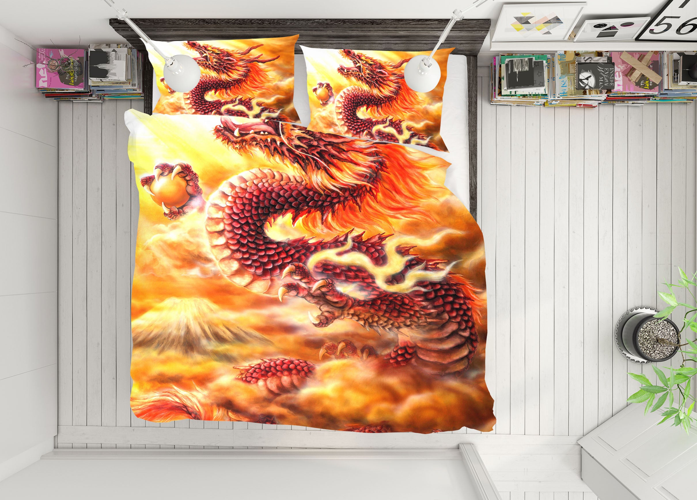 3D Red Dragon 5955 Kayomi Harai Bedding Bed Pillowcases Quilt Cover Duvet Cover