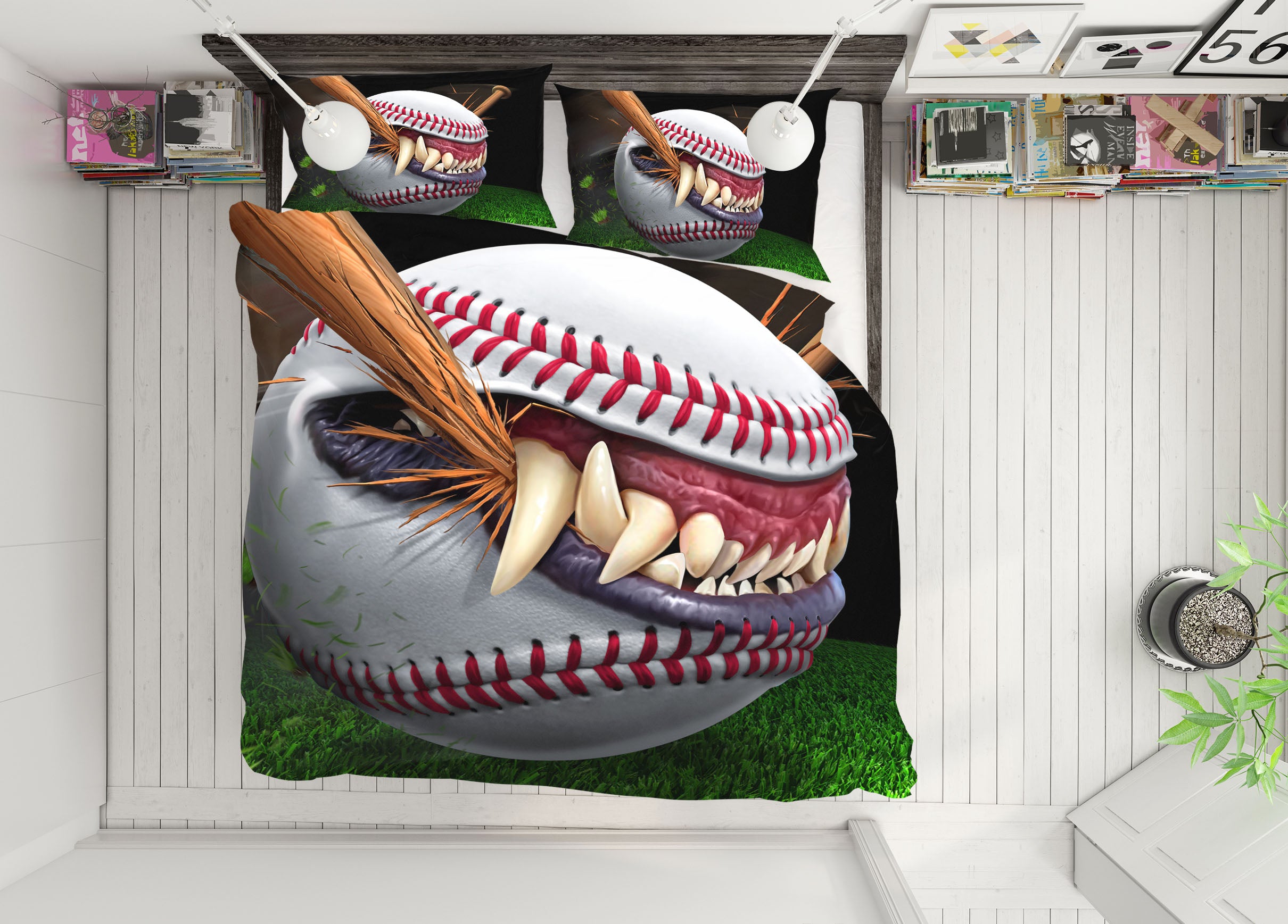 3D Baseball Cusp Teeth 4055 Tom Wood Bedding Bed Pillowcases Quilt