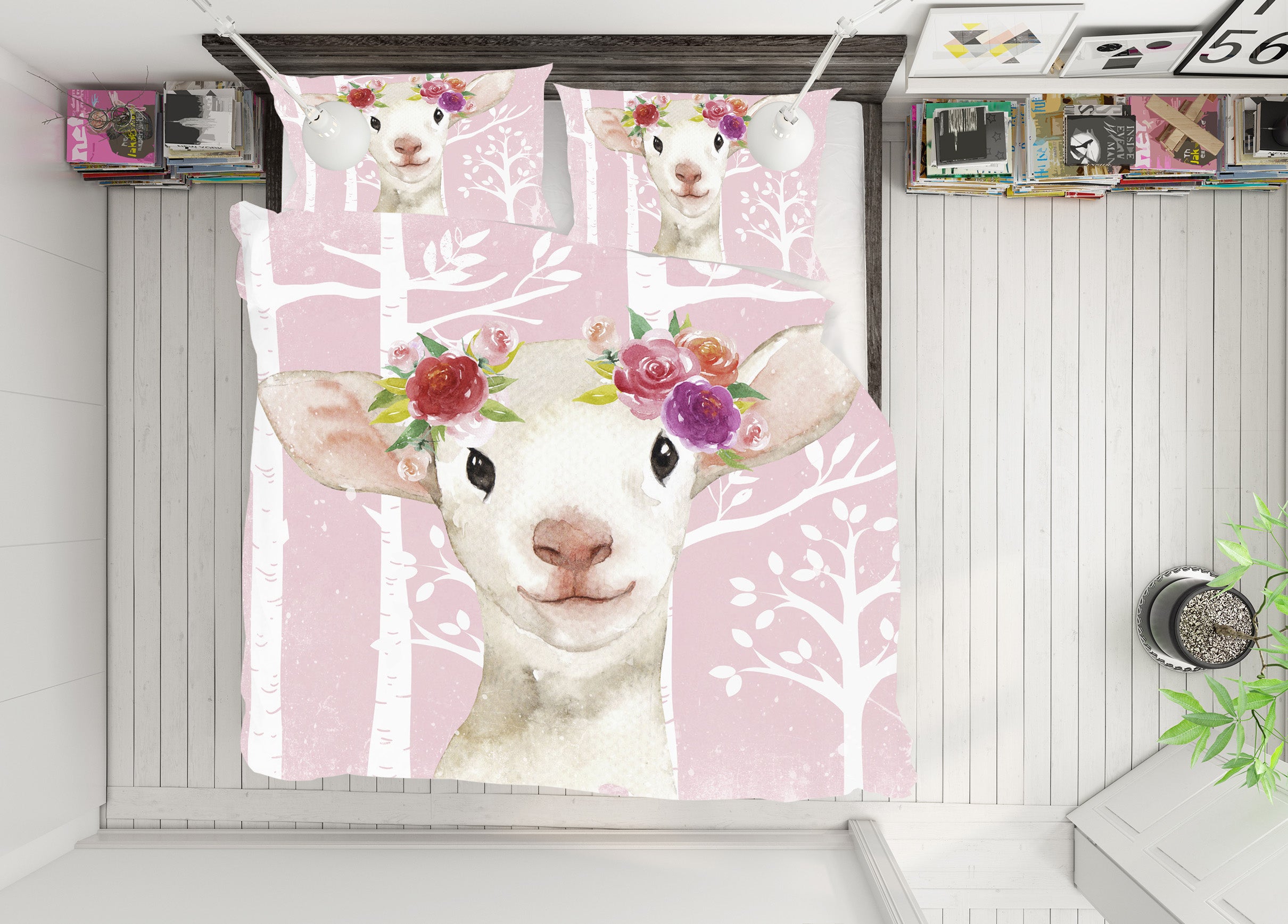 3D White Sheep Flower 011 Uta Naumann Bedding Bed Pillowcases Quilt