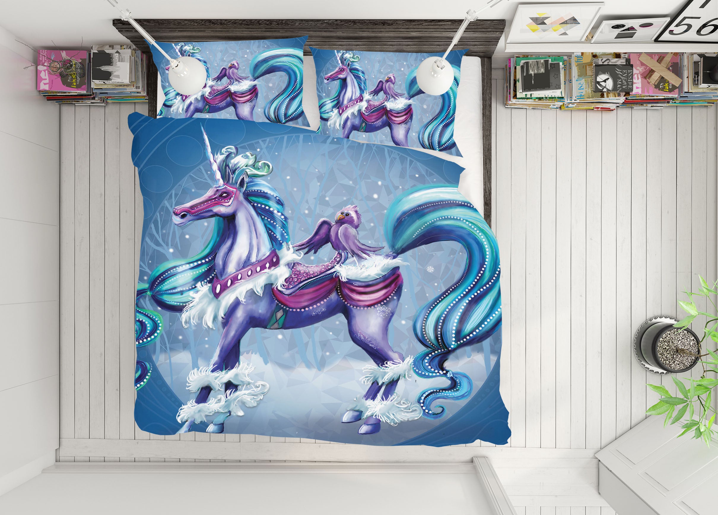 3D Cold Unicorn 132 Rose Catherine Khan Bedding Bed Pillowcases Quilt