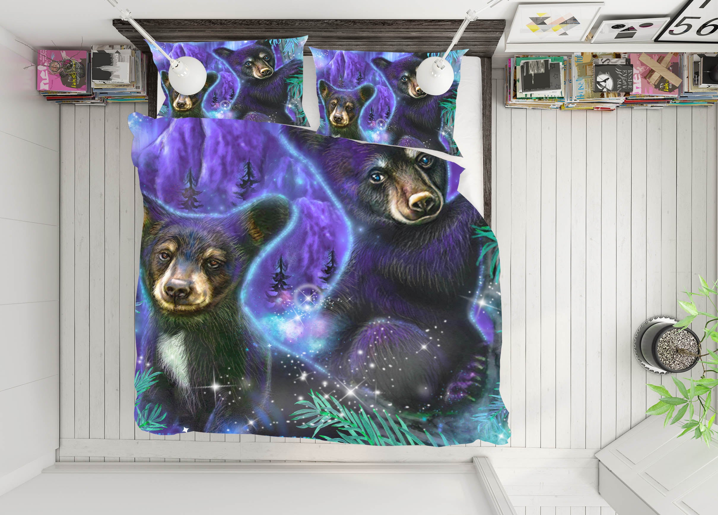 3D Baby Black Bear 8595 Sheena Pike Bedding Bed Pillowcases Quilt Cover Duvet Cover