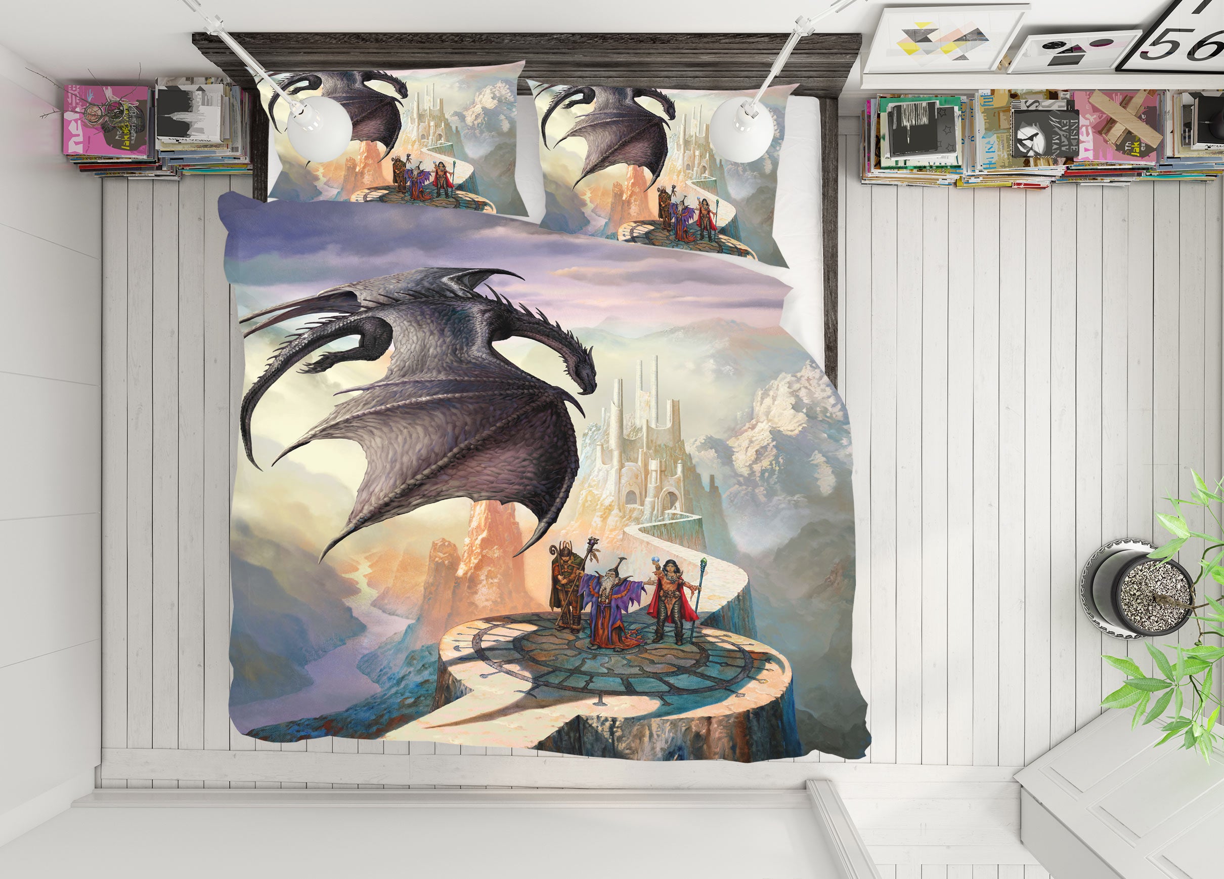 3D Dragon Castle Soldier 7042 Ciruelo Bedding Bed Pillowcases Quilt