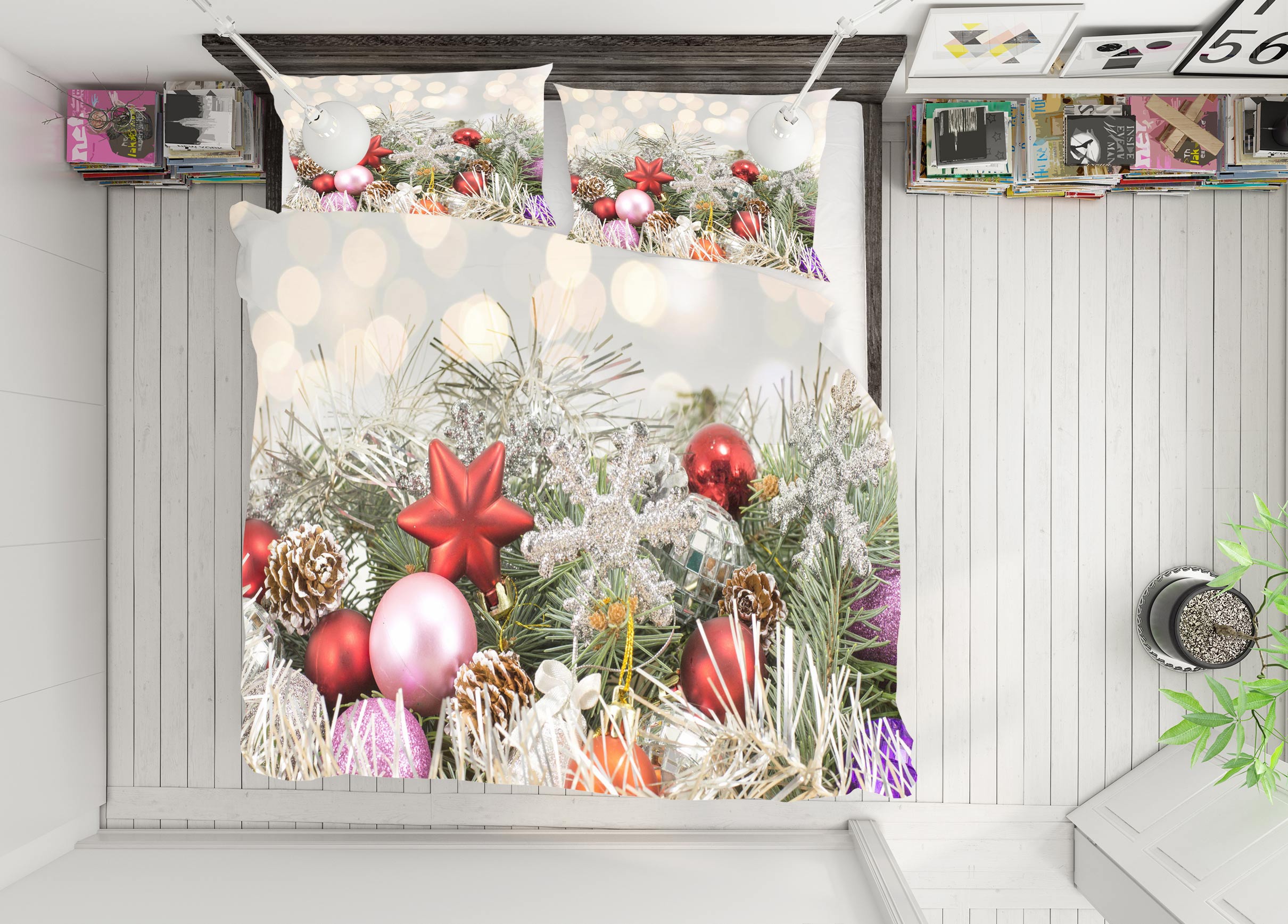 3D Pendant 52130 Christmas Quilt Duvet Cover Xmas Bed Pillowcases