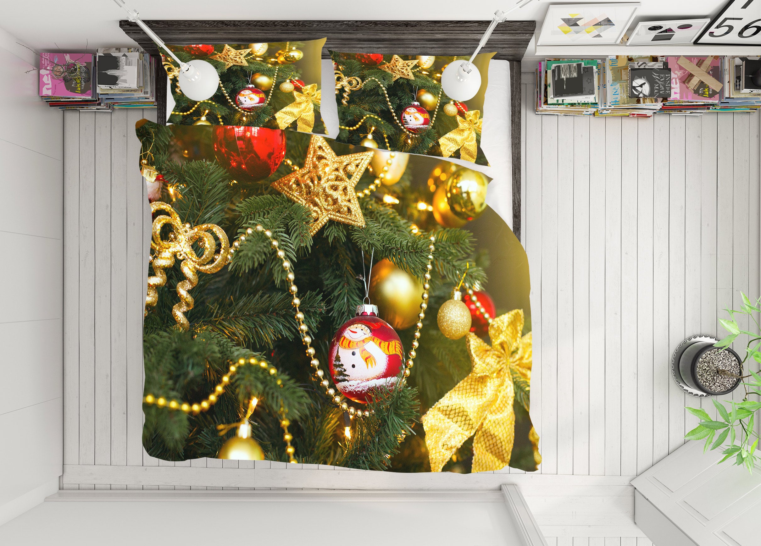 3D Golden Atar Pendant 52143 Christmas Quilt Duvet Cover Xmas Bed Pillowcases