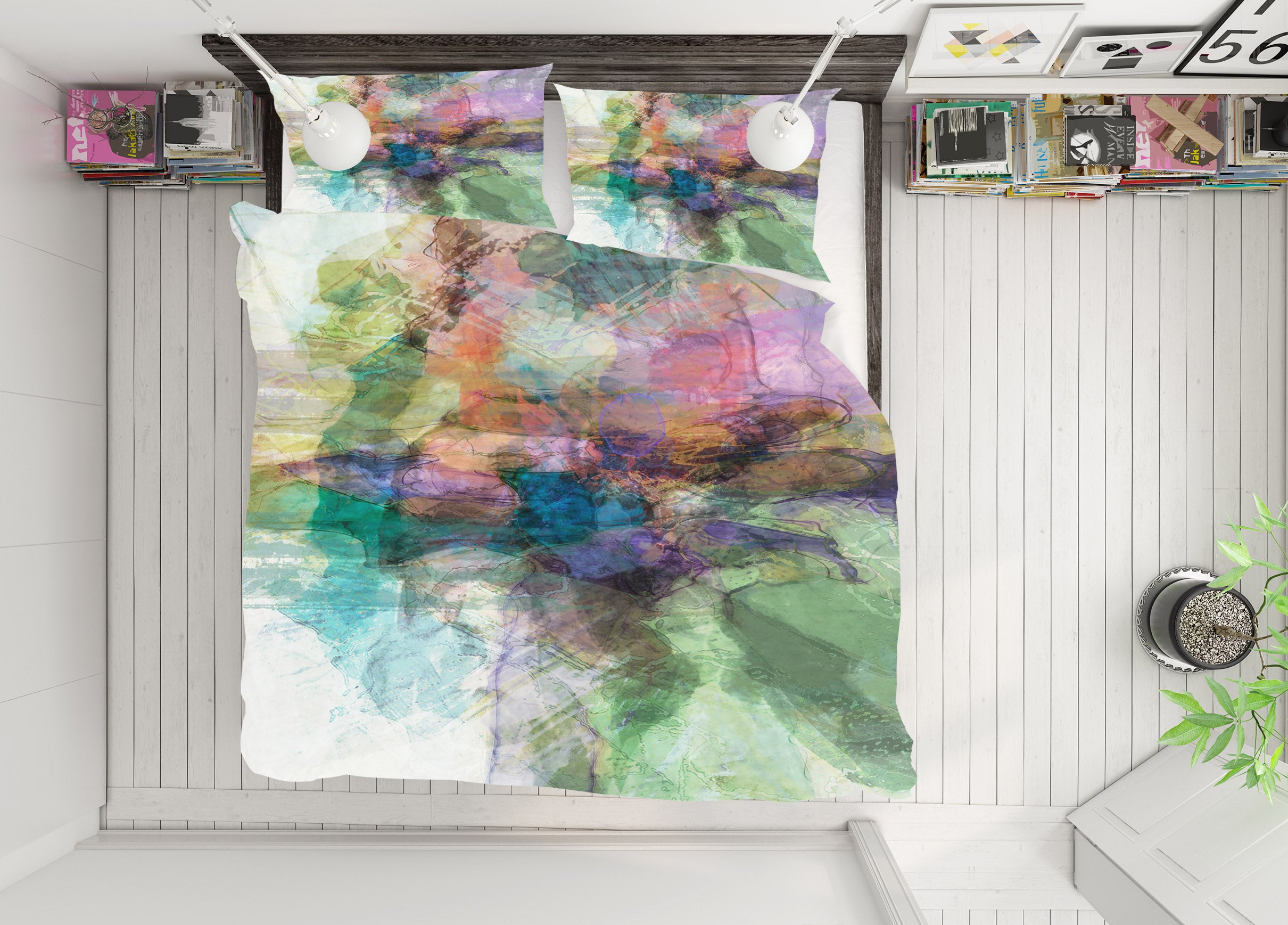 3D Green Abstract Painting 1032 Michael Tienhaara Bedding Bed Pillowcases Quilt