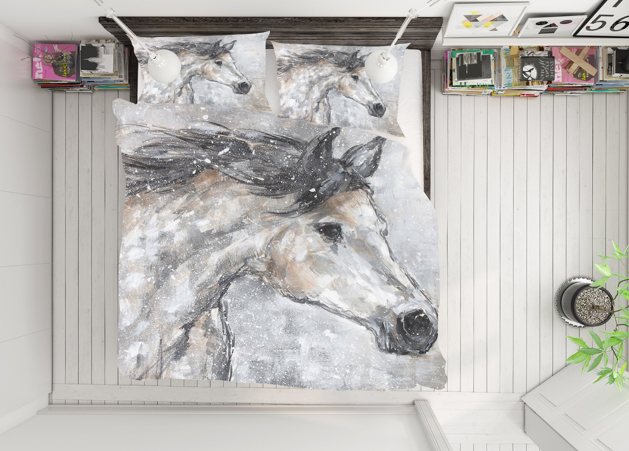 3D White Horse 2060 Debi Coules Bedding Bed Pillowcases Quilt