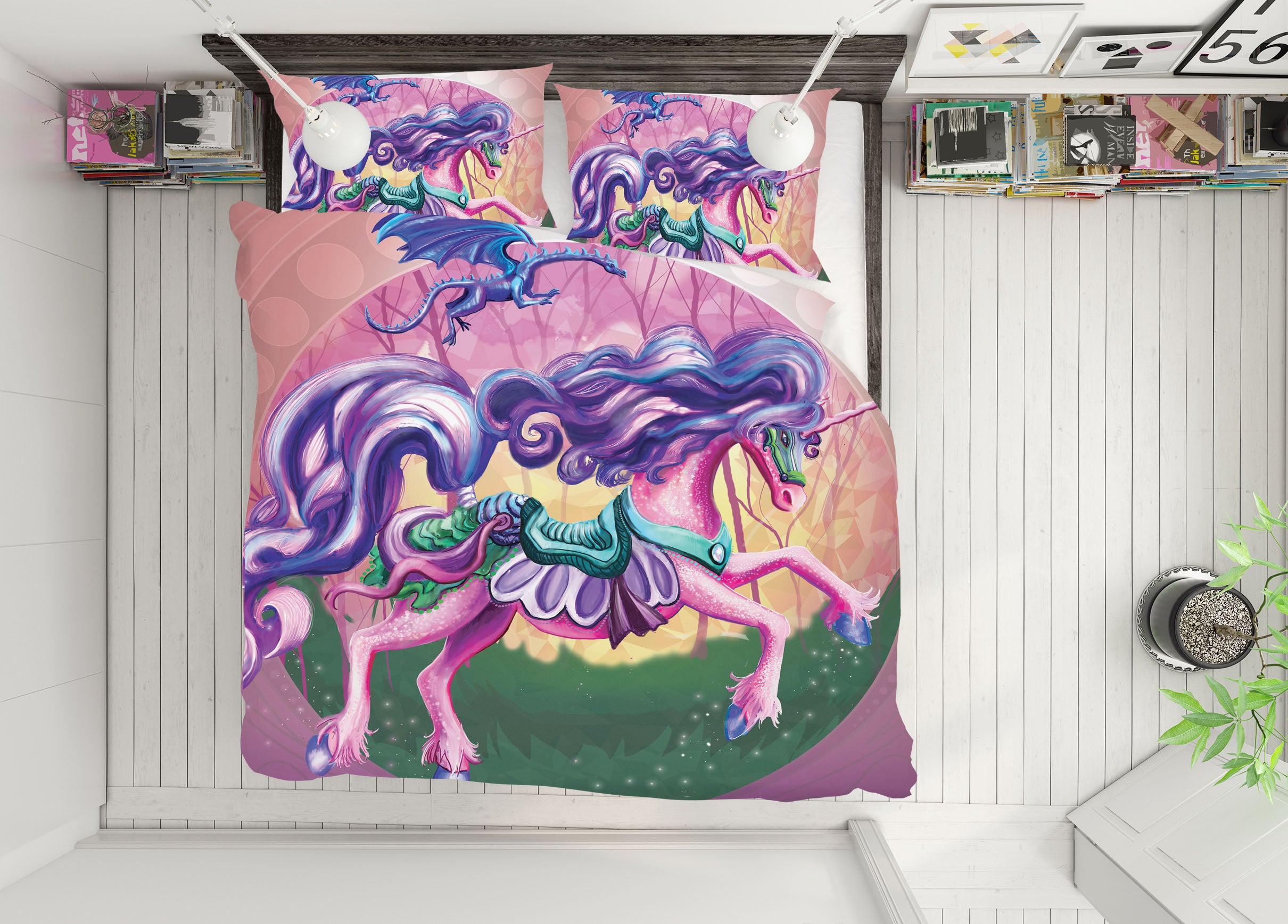 3D Unicorn Princess 121 Rose Catherine Khan Bedding Bed Pillowcases Quilt