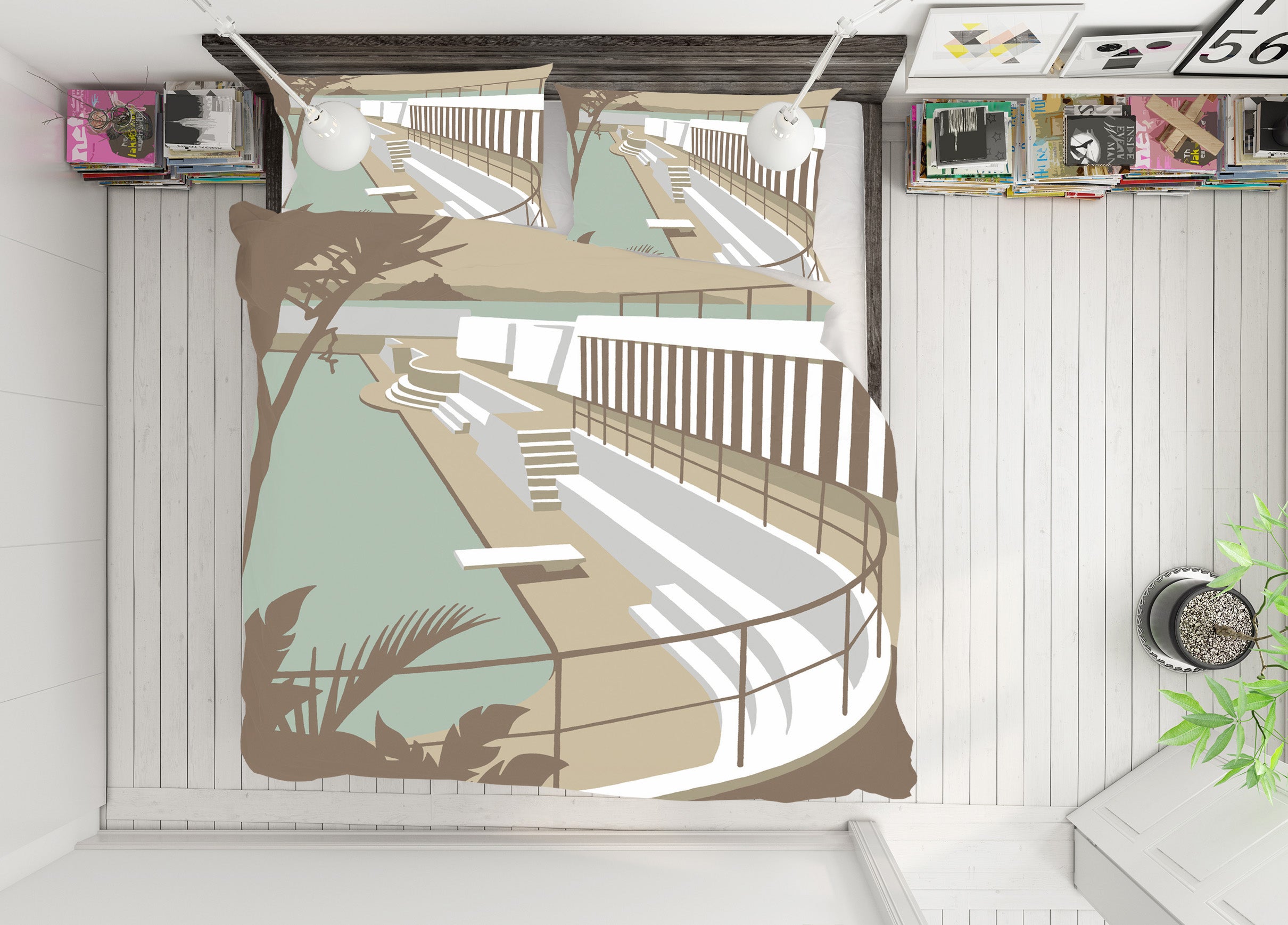 3D Penzance Pool 2037 Steve Read Bedding Bed Pillowcases Quilt