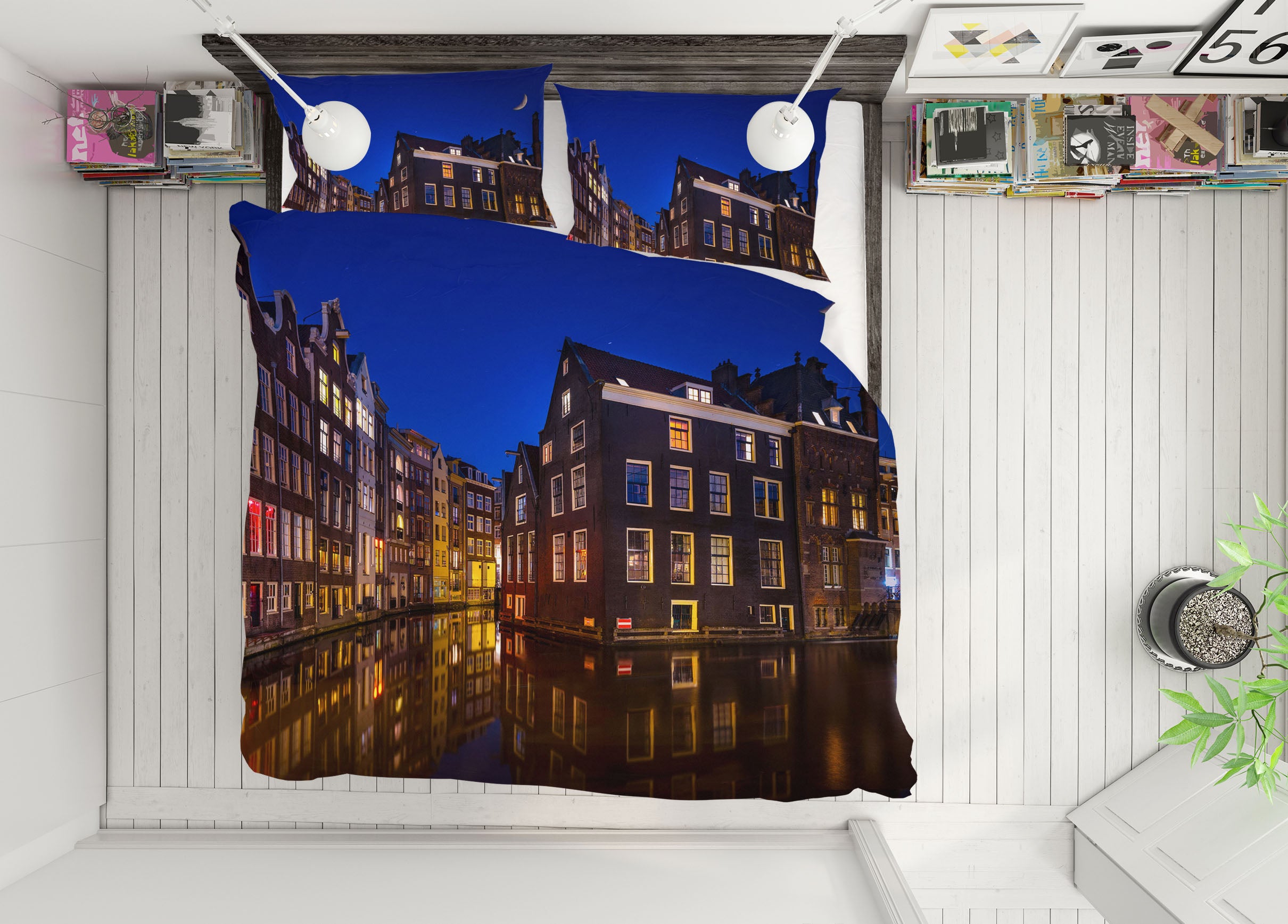 3D Amsterdam Night 001 Marco Carmassi Bedding Bed Pillowcases Quilt