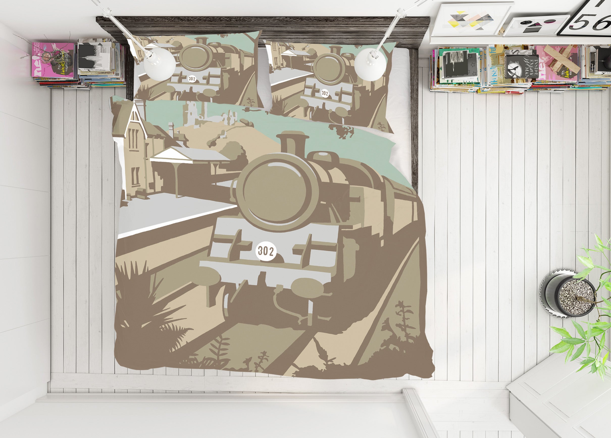3D Swanage Railway 2071 Steve Read Bedding Bed Pillowcases Quilt