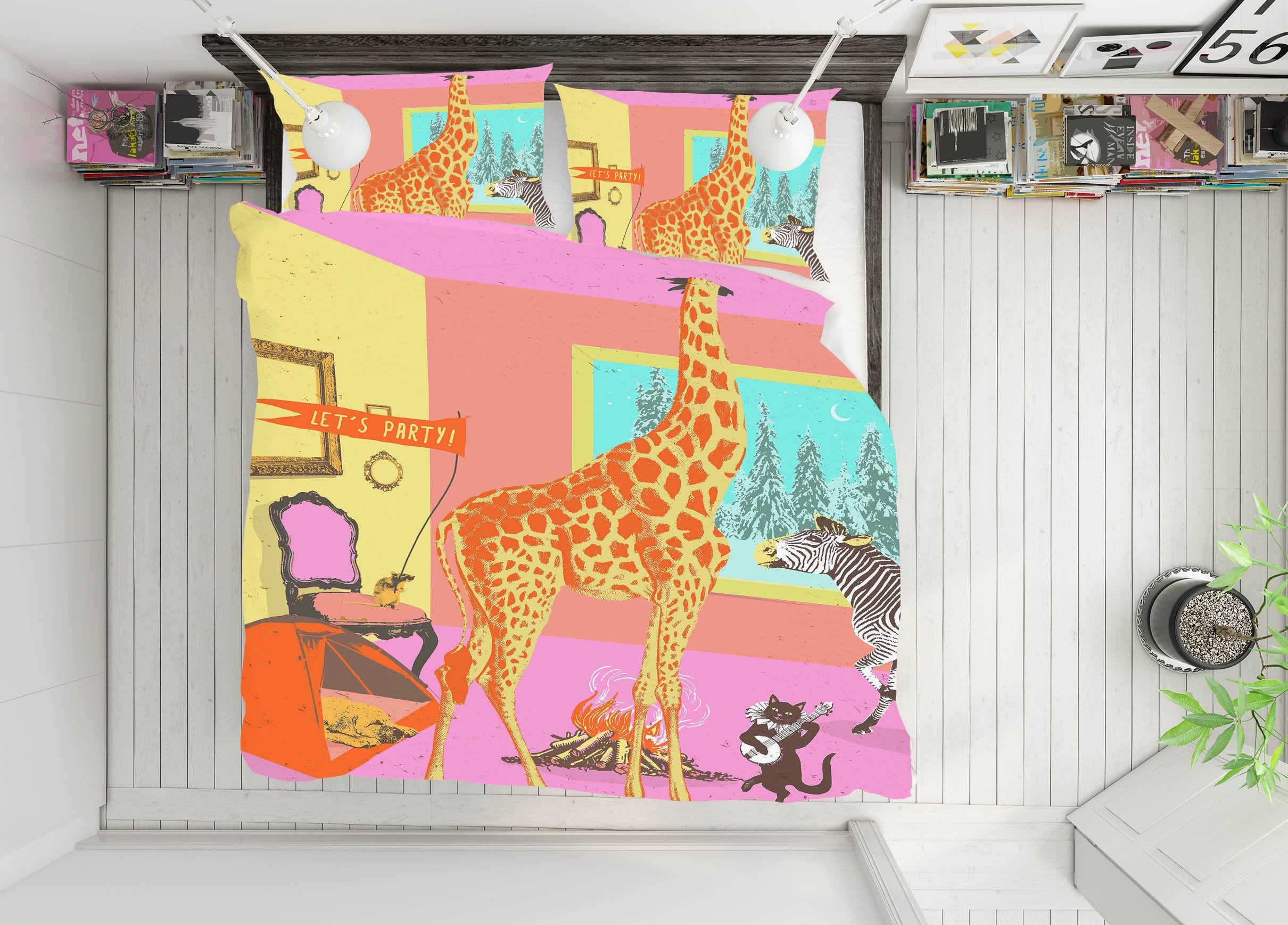 3D Animal Party 2108 Showdeer Bedding Bed Pillowcases Quilt Quiet Covers AJ Creativity Home 