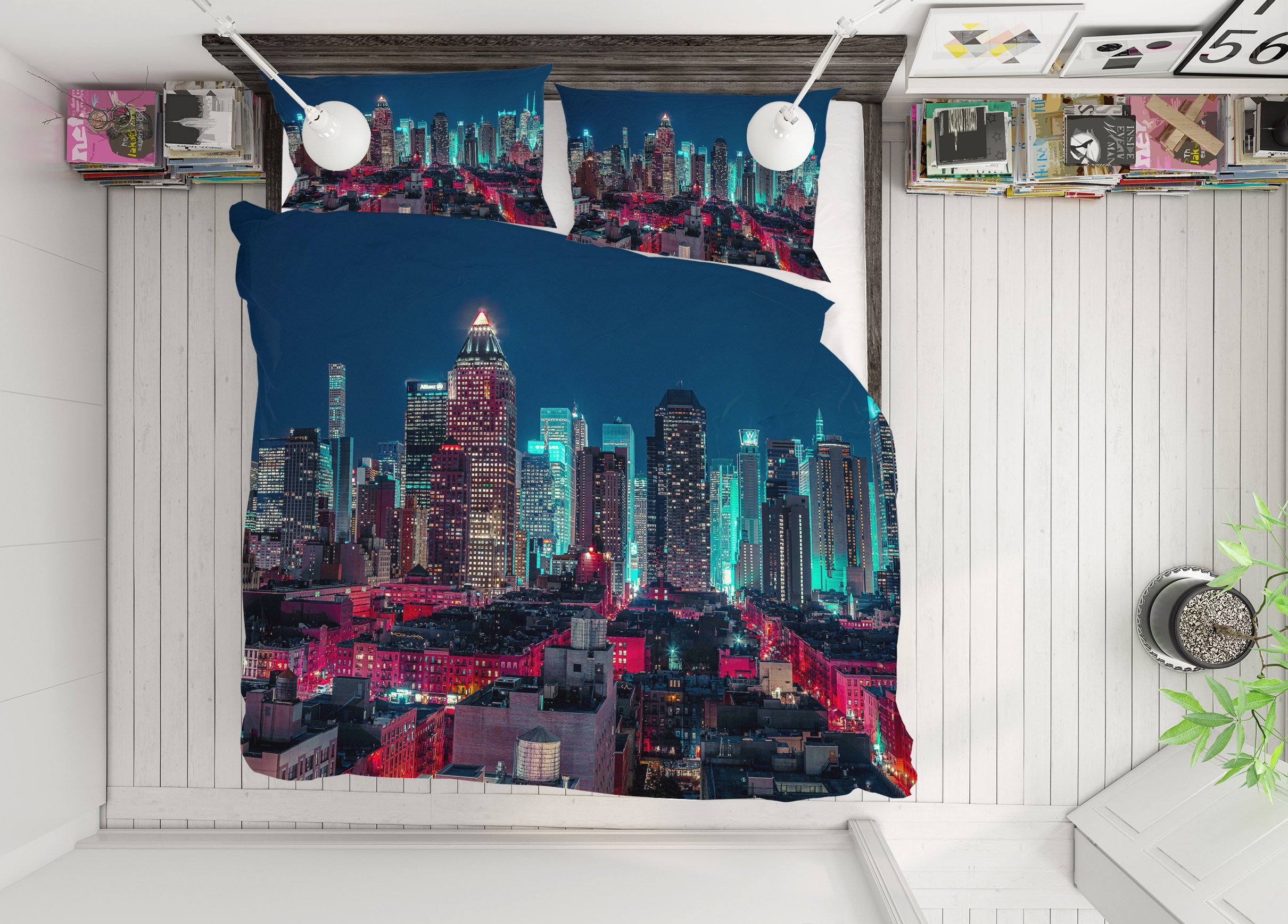 3D Light Night Building 8640 Assaf Frank Bedding Bed Pillowcases Quilt